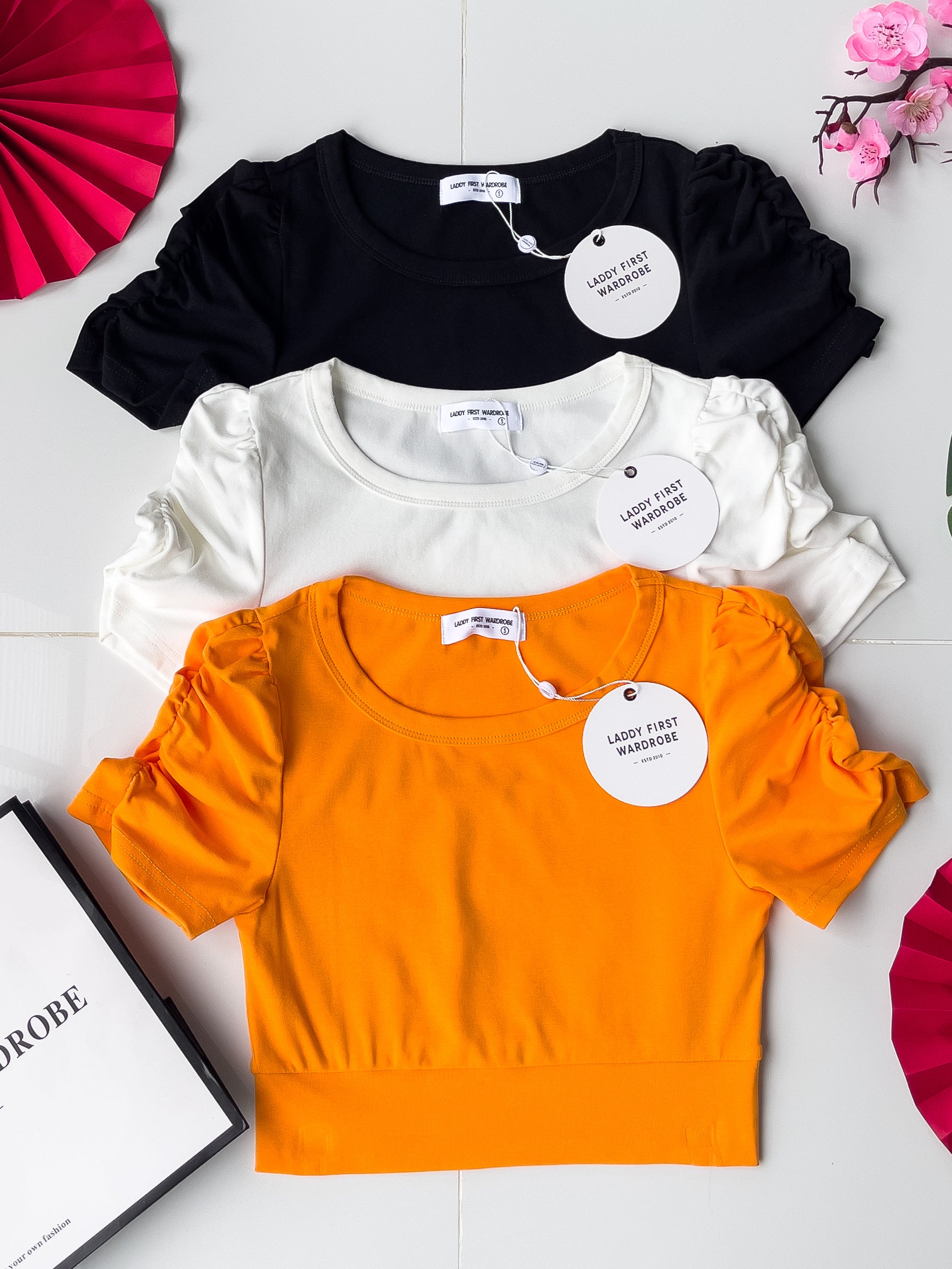 【T3454】【LFW独家小圆饼】高品质厚棉皱褶短袖纯棉弹力简约休闲百搭上衣 ❤❤ 【A-R1-C1】