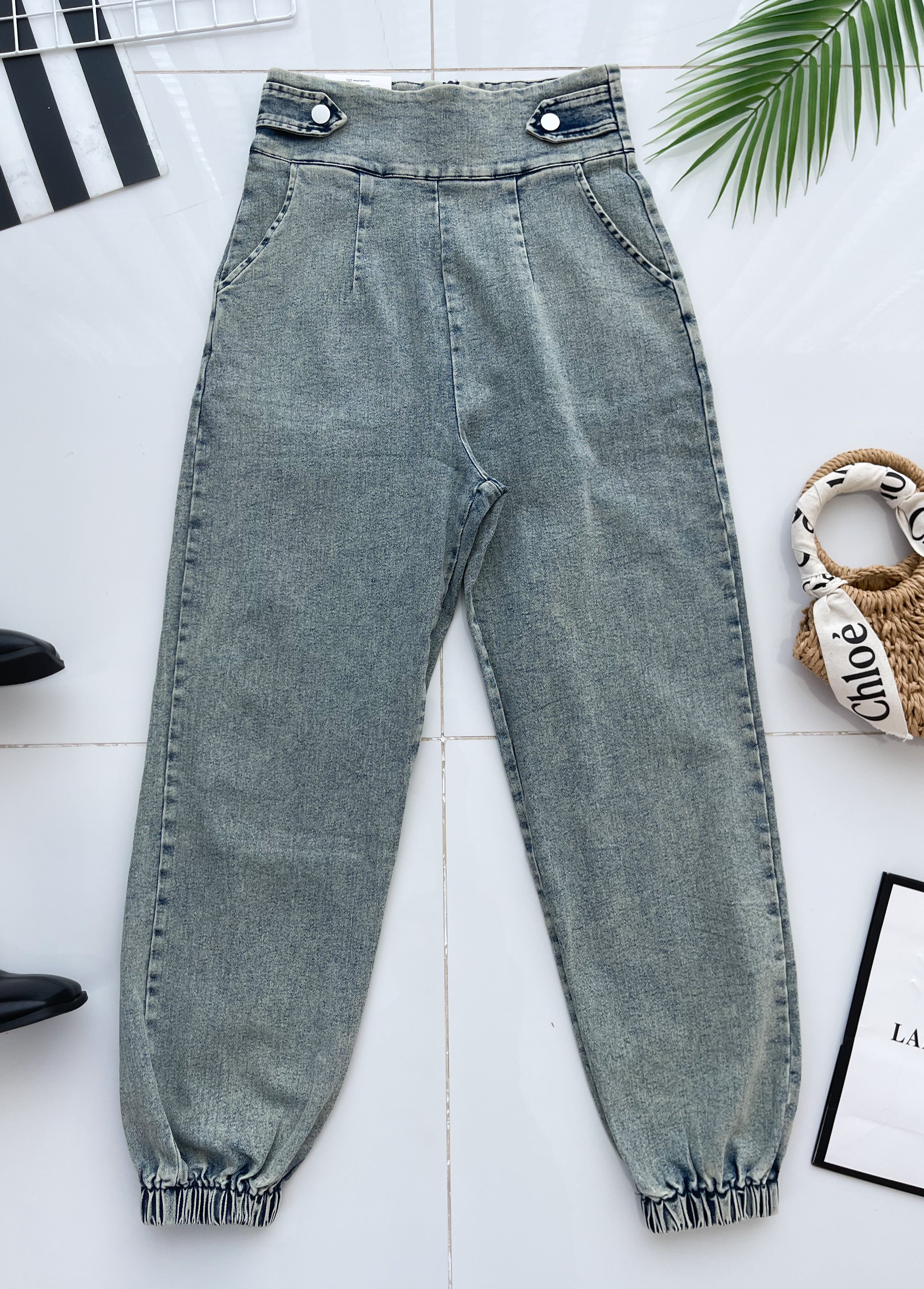 【L6754】高品质COTTON JEANS牛仔弹力老爹百搭九分长裤❤️❤️