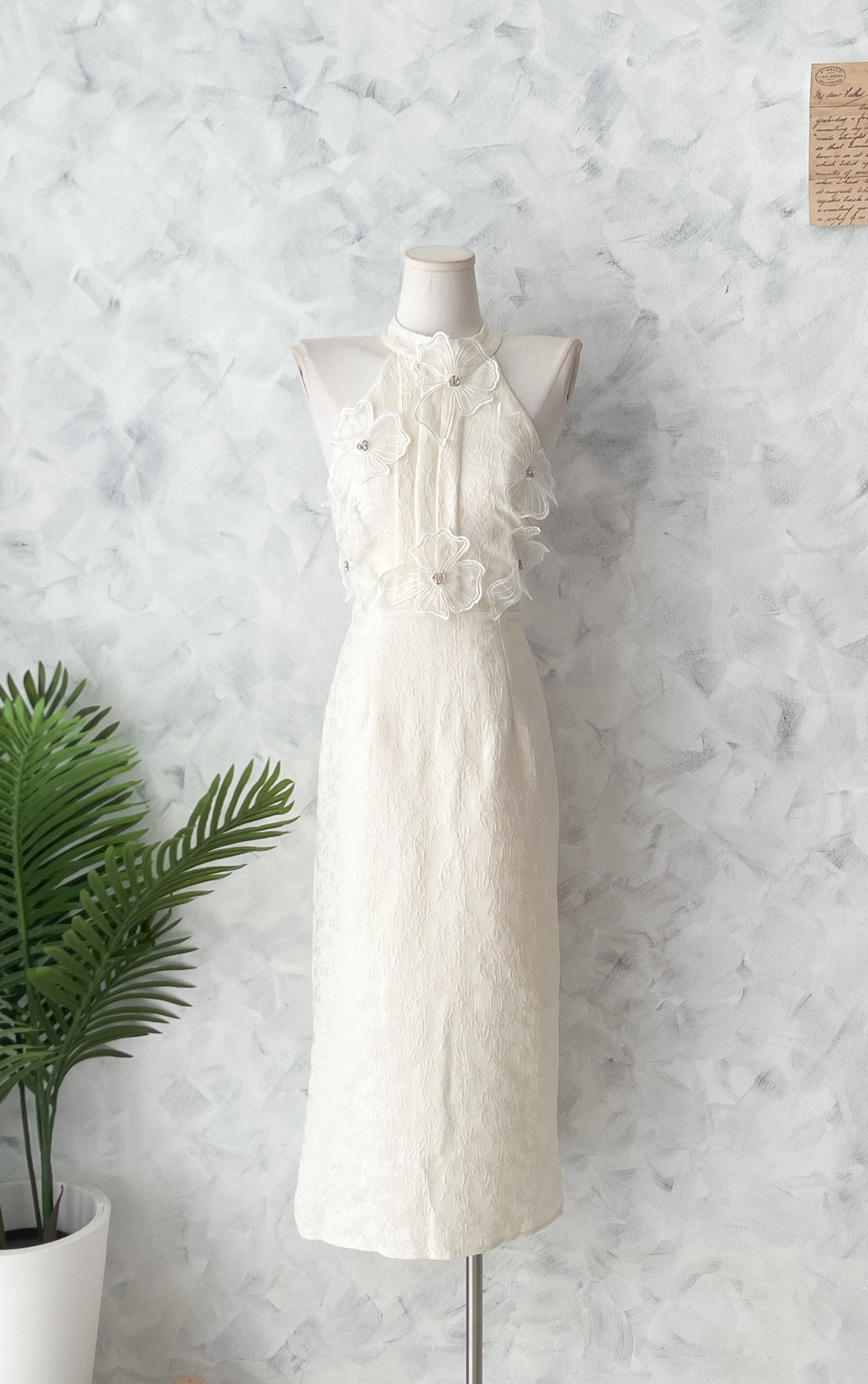 【D81706 / 37676】高品质高端气质立体花瓣提花连身裙子 ❤❤【A-RU】