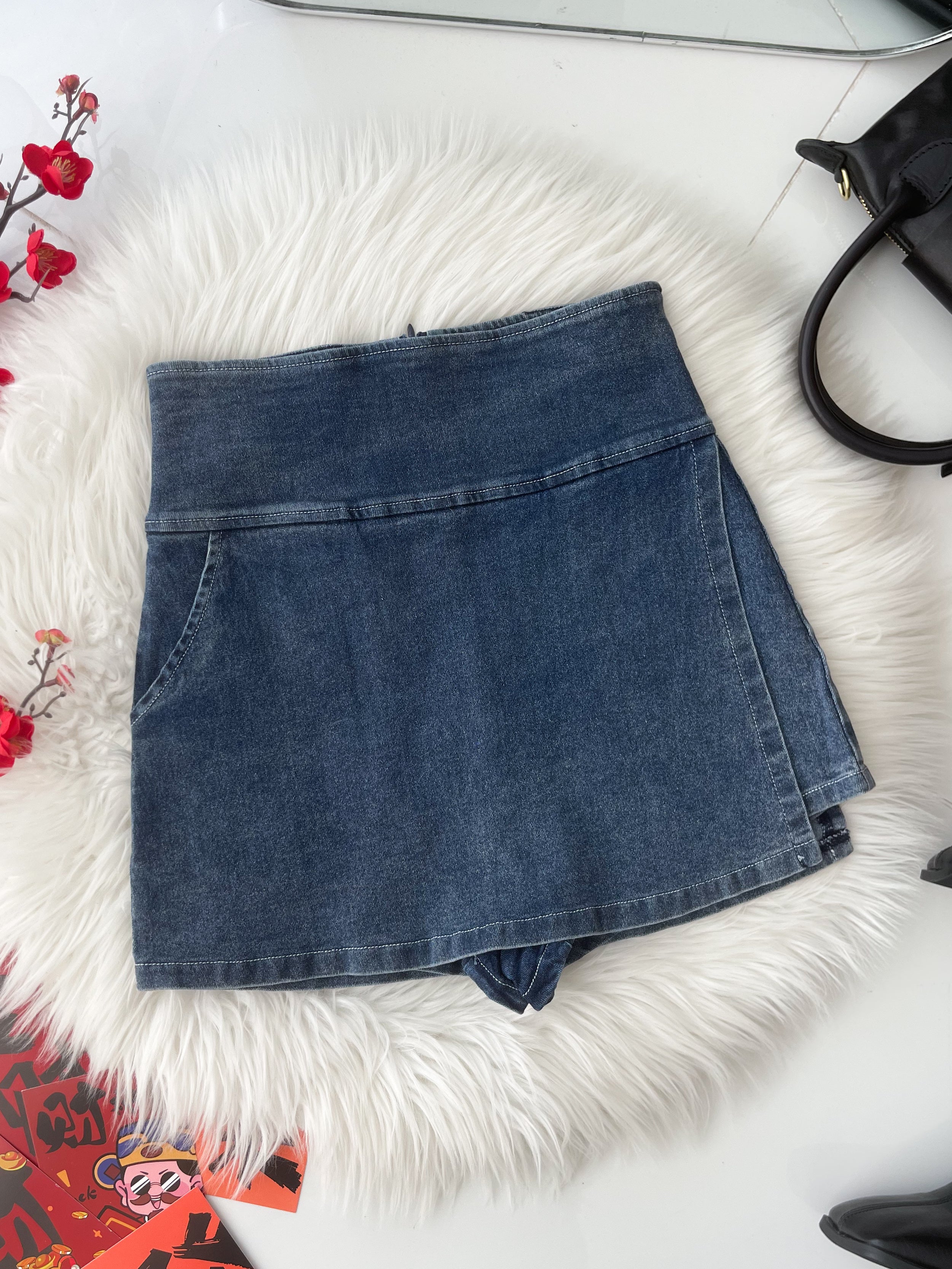 【S2475】高品质简约时尚厚实牛仔高腰百搭裤裙，有口袋 ❤️❤️