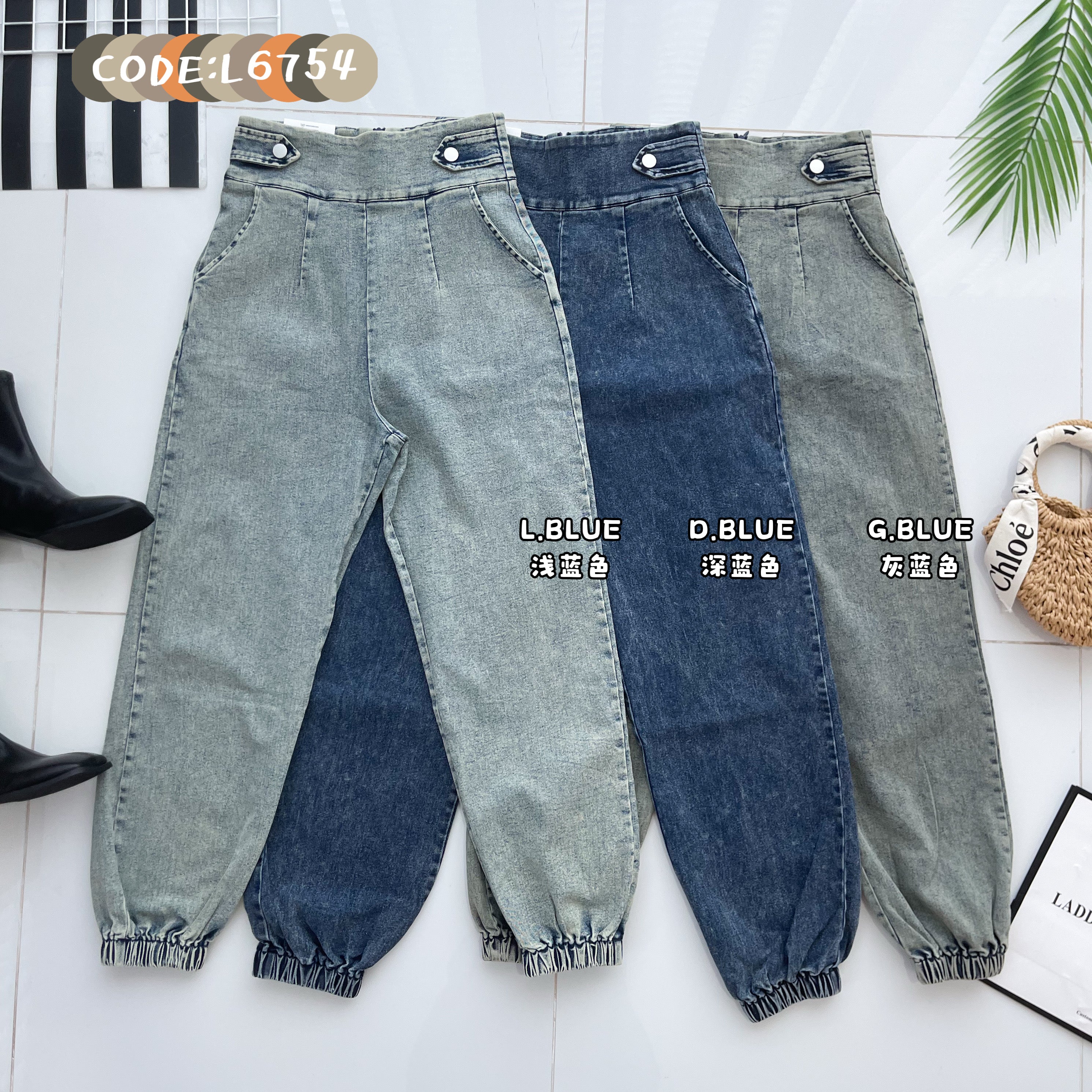 【L6754】高品质COTTON JEANS牛仔弹力老爹百搭九分长裤❤️❤️