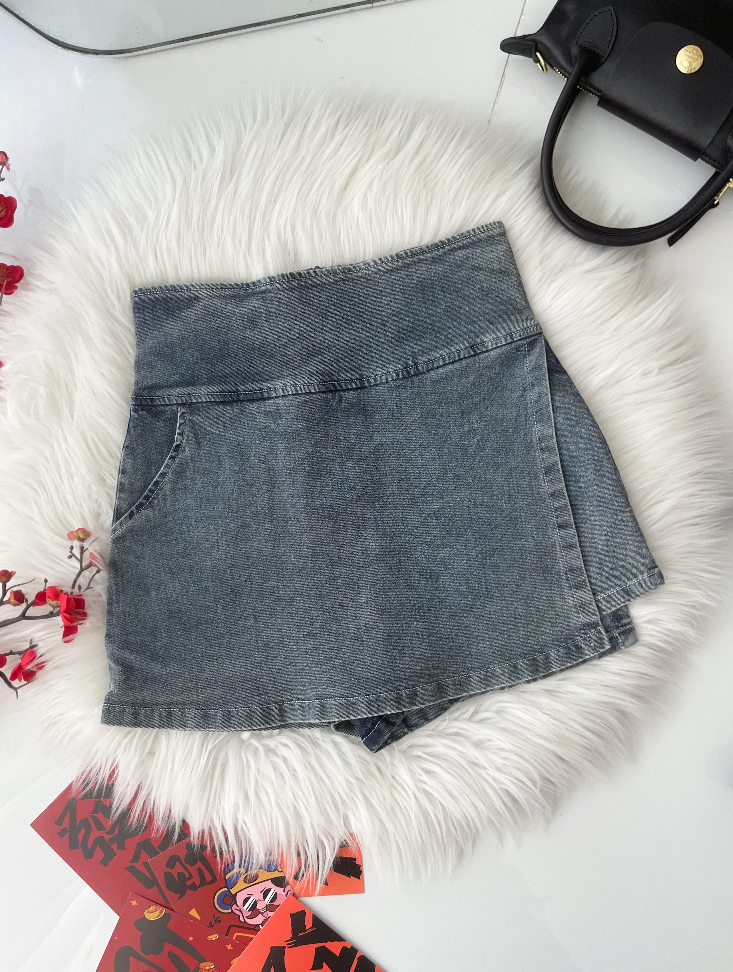 【S2475】高品质简约时尚厚实牛仔高腰百搭裤裙，有口袋 ❤️❤️