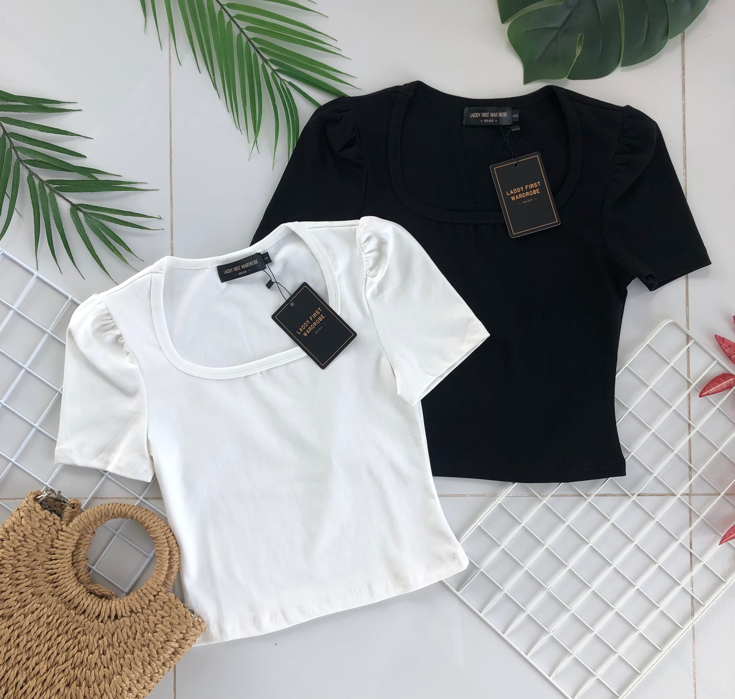 【T3329】独家爆款方领短袖纯棉弹力简约休闲百搭上衣 ❤️❤️ 【A-R3-C2】