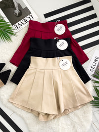 【S3380】【LFW独家小圆饼】高品质阔腿蓬蓬百褶显腰西装高腰百搭短裤，内层包臀防走光里布短裤 ❤️❤️【A-R3-C3】