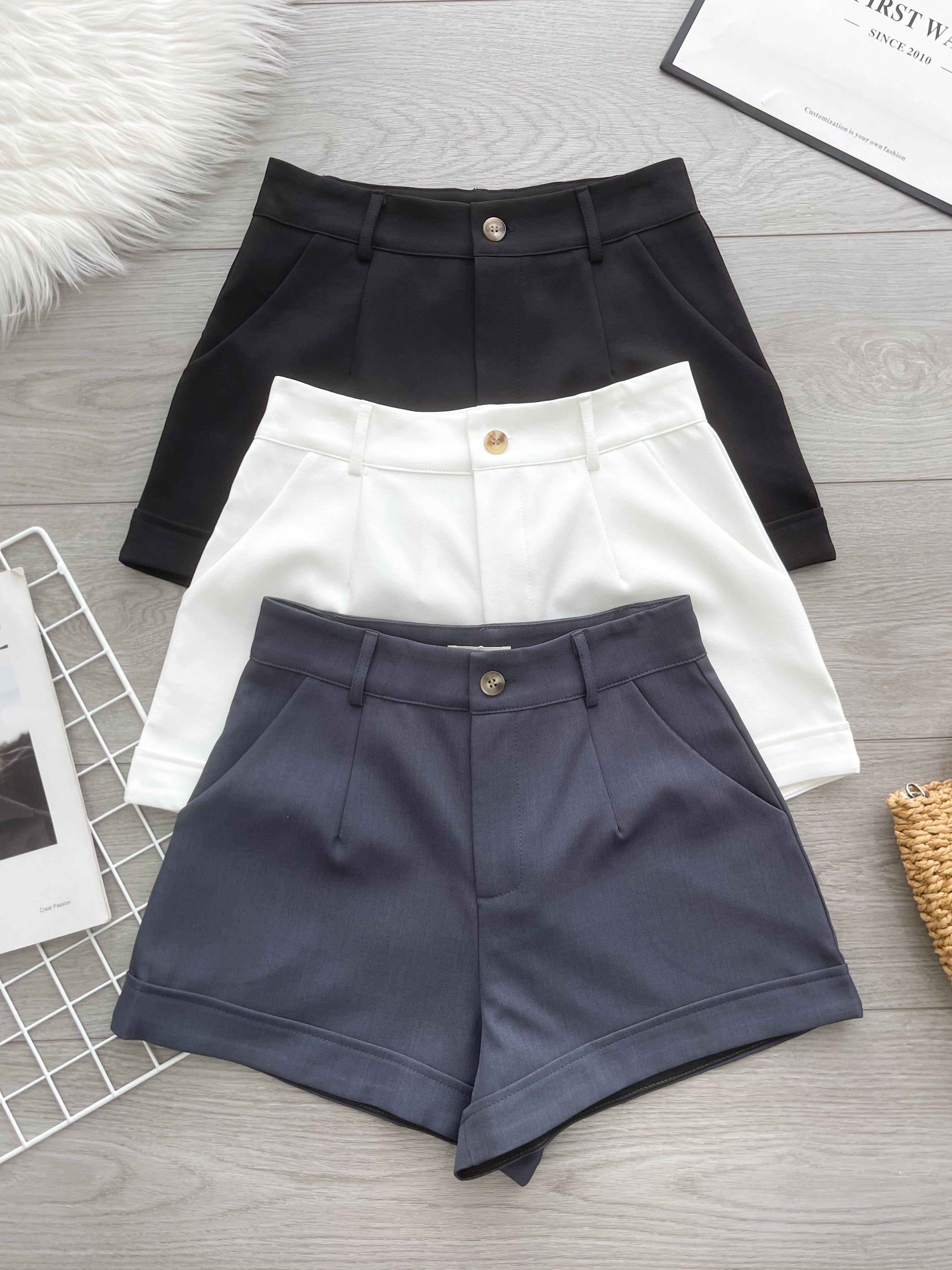 【S82622-1】⚡补货预订款⚡高品质西装极简简约A字百搭高腰短裤，有口袋 ❤️❤️