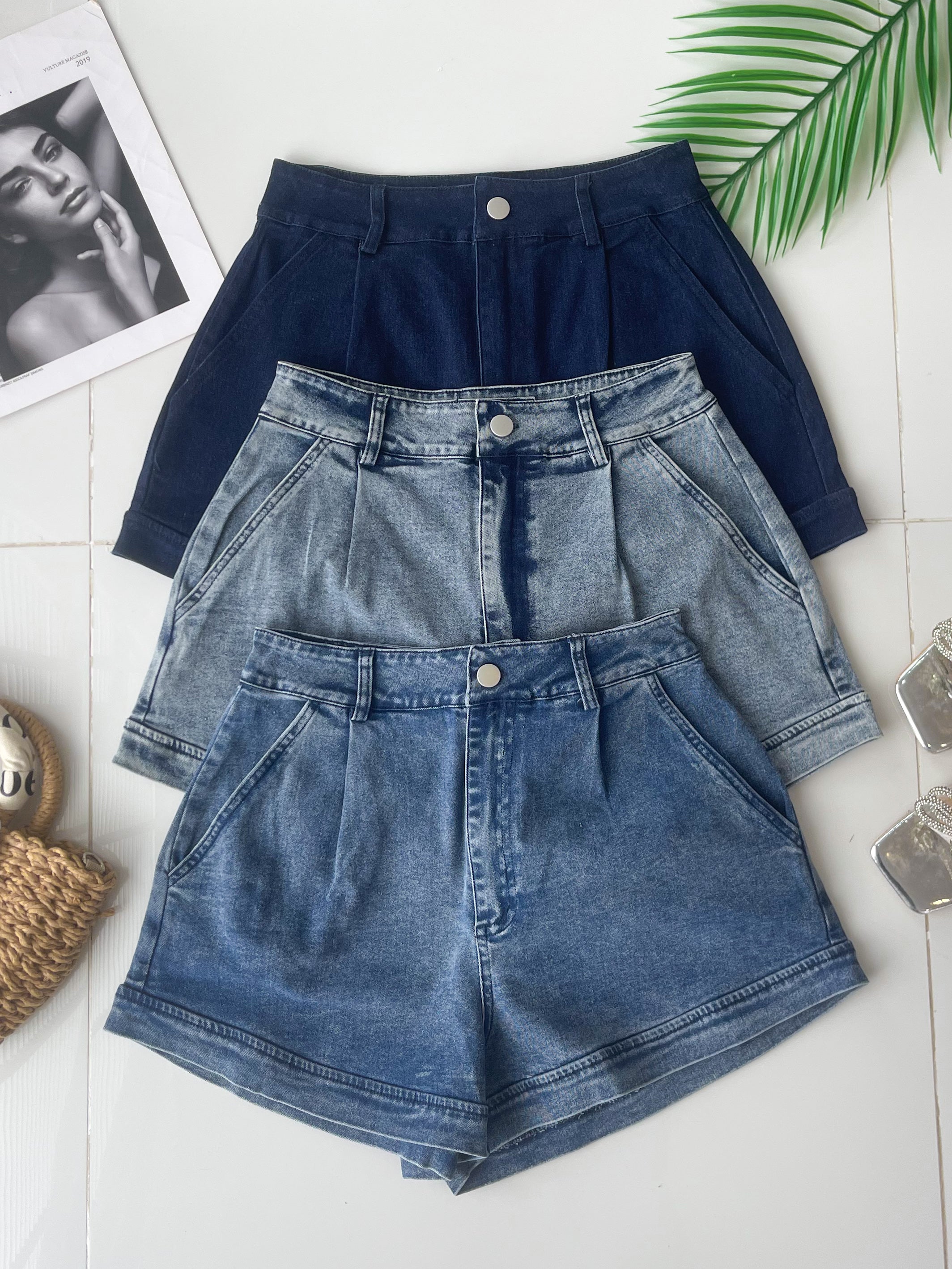 【S83101】高品质不包臀显瘦高腰简约日常COTTON JEANS牛仔百搭短裤，有口袋 ❤️❤️【D-R2-C1】