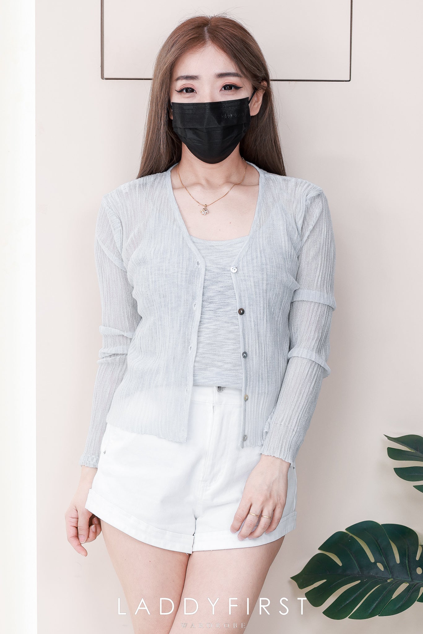【T6973】高品质两件式针织内搭上衣➕长袖外套 ❤️❤️ 【B-R1-C2】