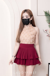 【S68135】【LFW独家小圆饼】【直播间搭配】双层蛋糕百褶荷叶边高腰显瘦西装裙子，内层防走光短裤 ❤️❤️ 【C-R3-C5】