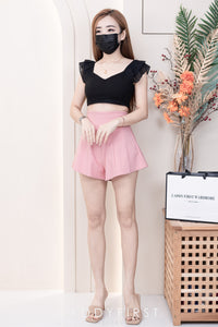 【S3380】【LFW独家小圆饼】高品质阔腿蓬蓬百褶显腰西装高腰百搭短裤，内层包臀防走光里布短裤 ❤️❤️【A-R3-C3】