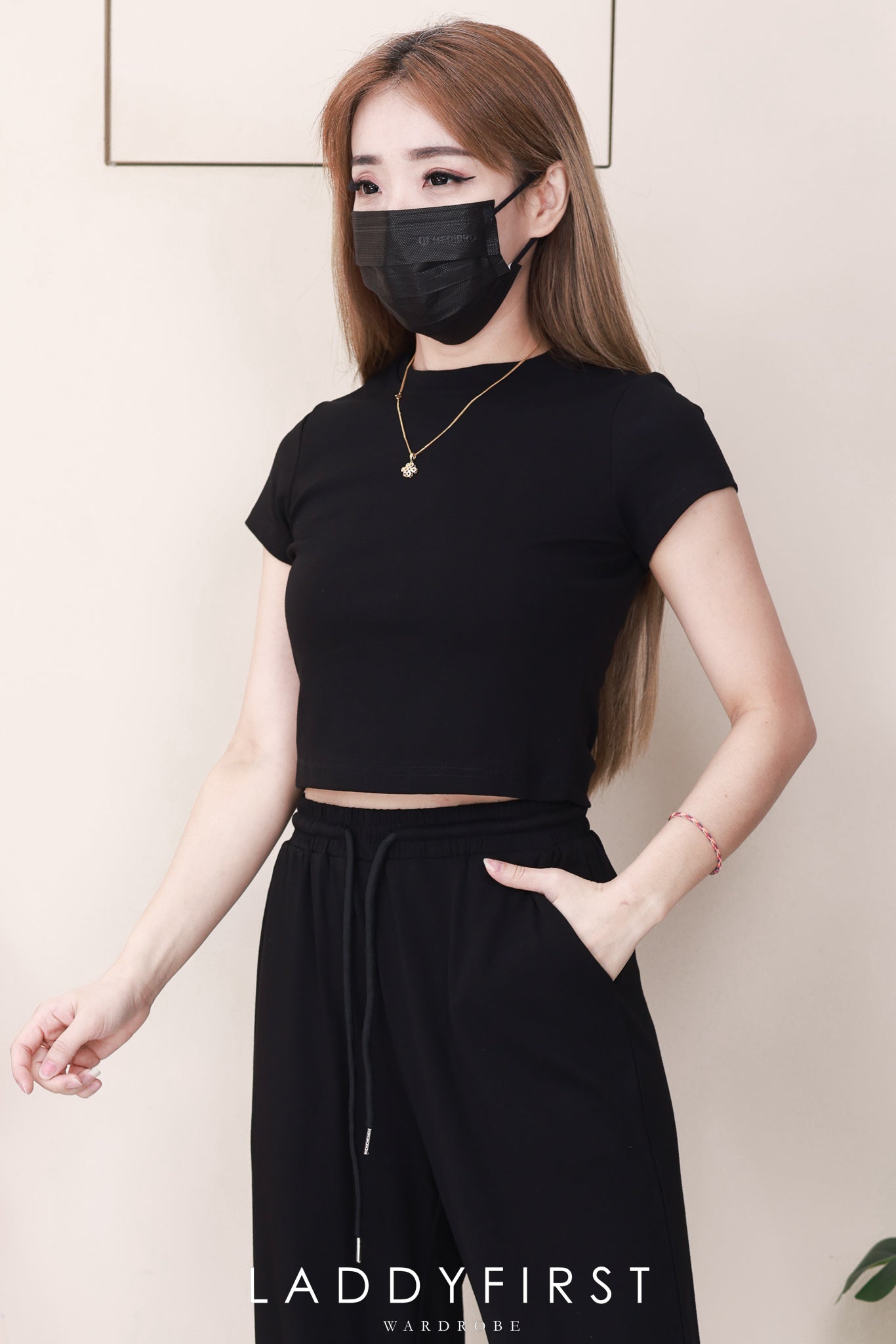 【SS21830 / 3453】高品质两件式纯棉弹力简约休闲百搭套装 纯棉弹力百搭上衣➕松紧腰弹力休闲百搭长裤，有口袋 ❤️❤️