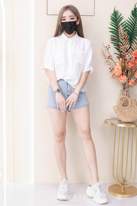 【S3520】LFW独家爆款高品质牛仔COTTON JEANS日常简约休闲百搭牛仔高腰短裤，有口袋 ❤️❤️ 【D-R3-C1】
