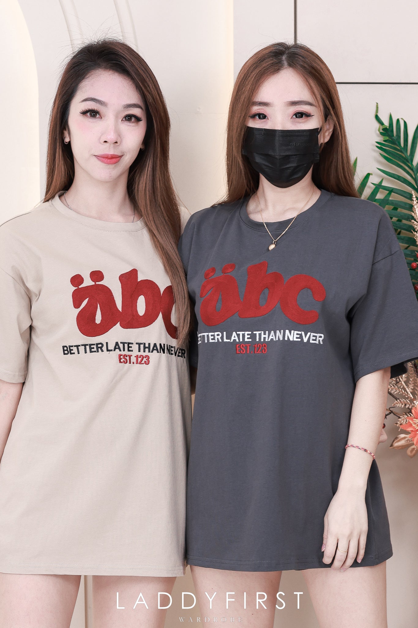 【O7601】abc刺绣圆领短袖 Oversized 休闲上衣❤️❤️