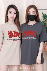 【O7601】abc刺绣圆领短袖 Oversized 休闲上衣❤️❤️【A-RU2】