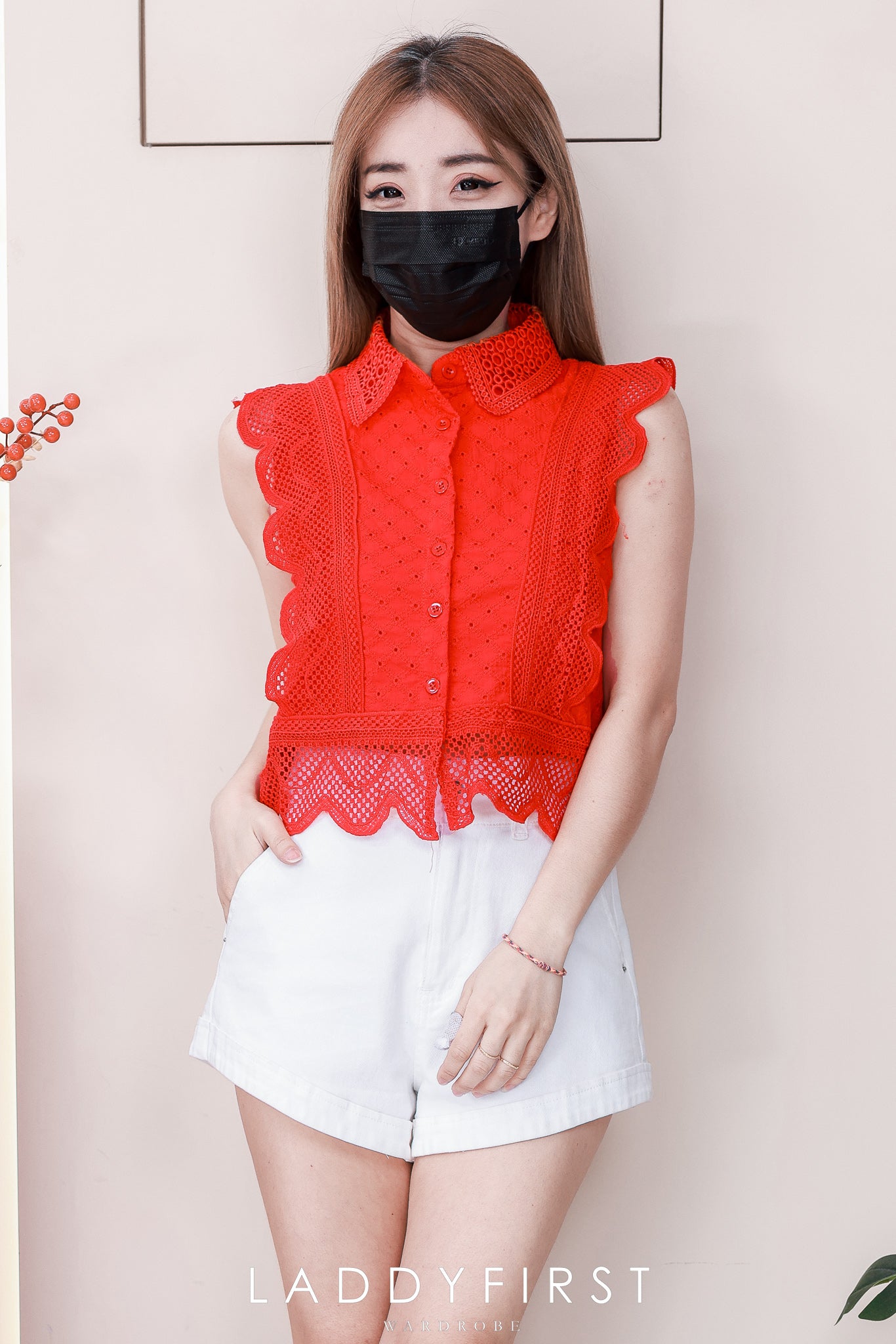 【T6794】高品质方领波浪边桐花上衣 ❤❤