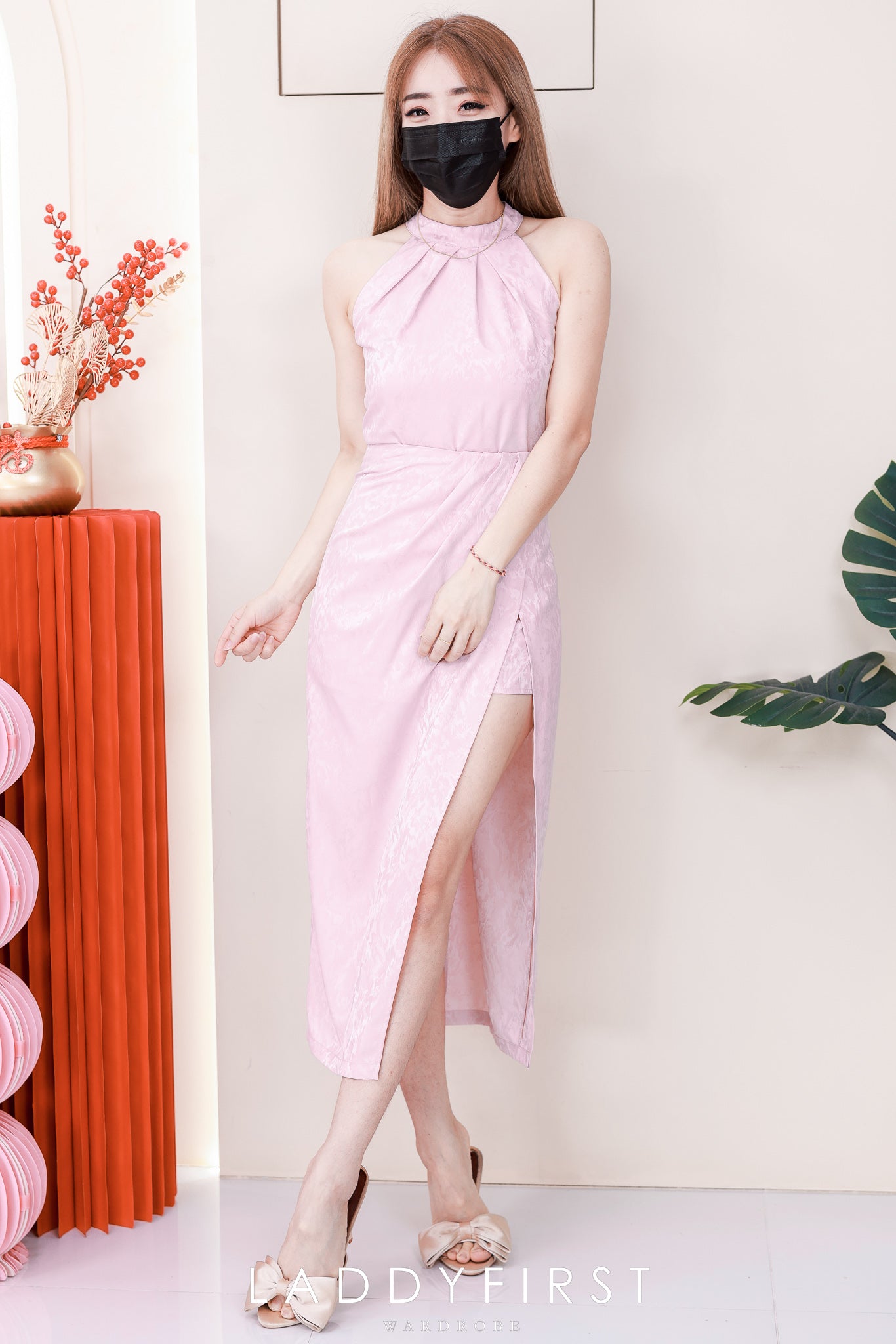 【SS16960】高品质两件式高级感新中式缎面旗袍套装 CUT IN无袖旗袍上衣➕开叉边设计高腰裙子 ❤️❤️8