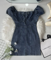 【D7113】高品质COTTON JEANS极简简约雪花牛仔连身裙子 ❤❤【B-R1-C5】