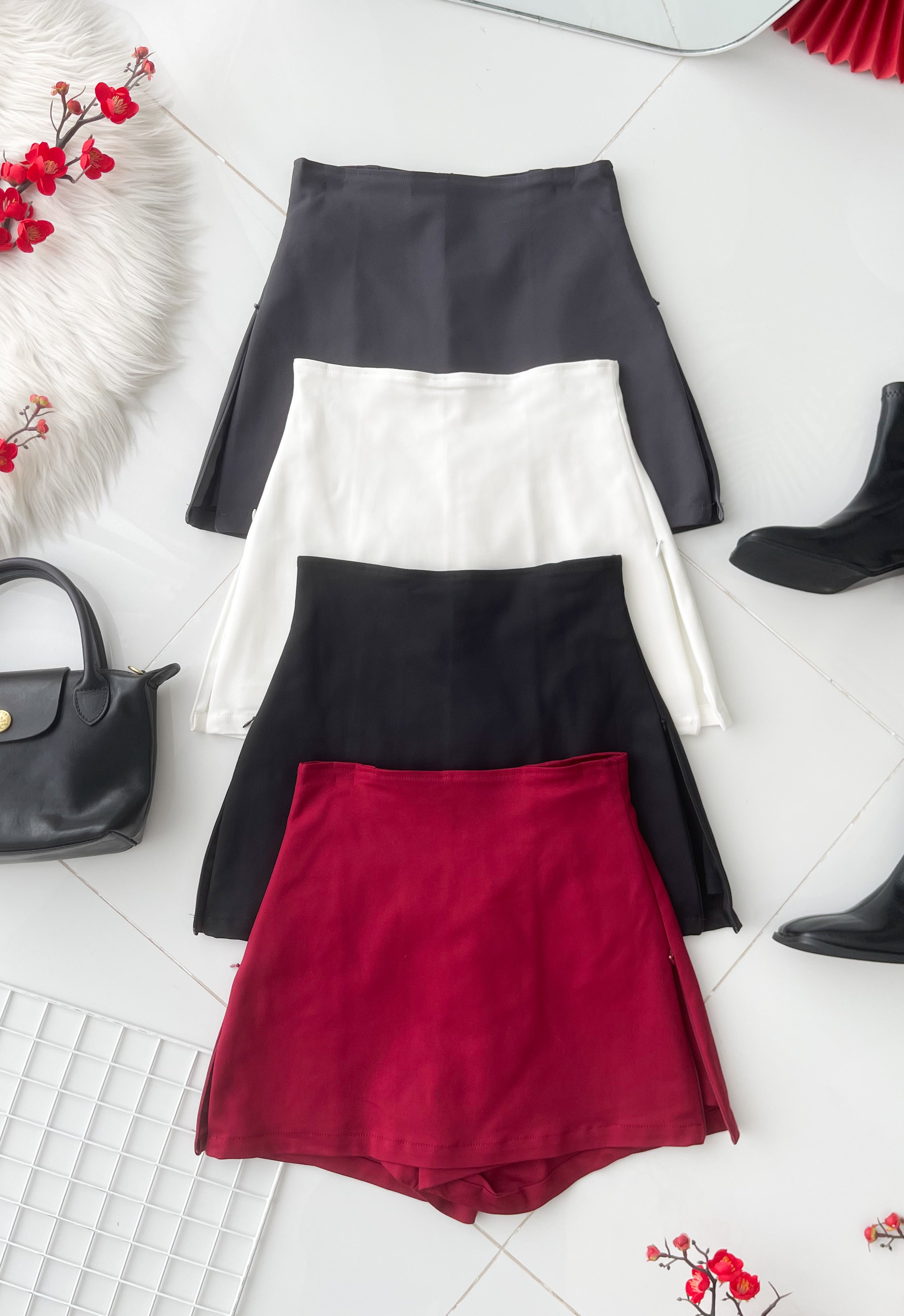 【S2320】高品质极简简约前后裙A字西装高腰百搭裤裙，两侧拉链开叉设计 ❤️❤️