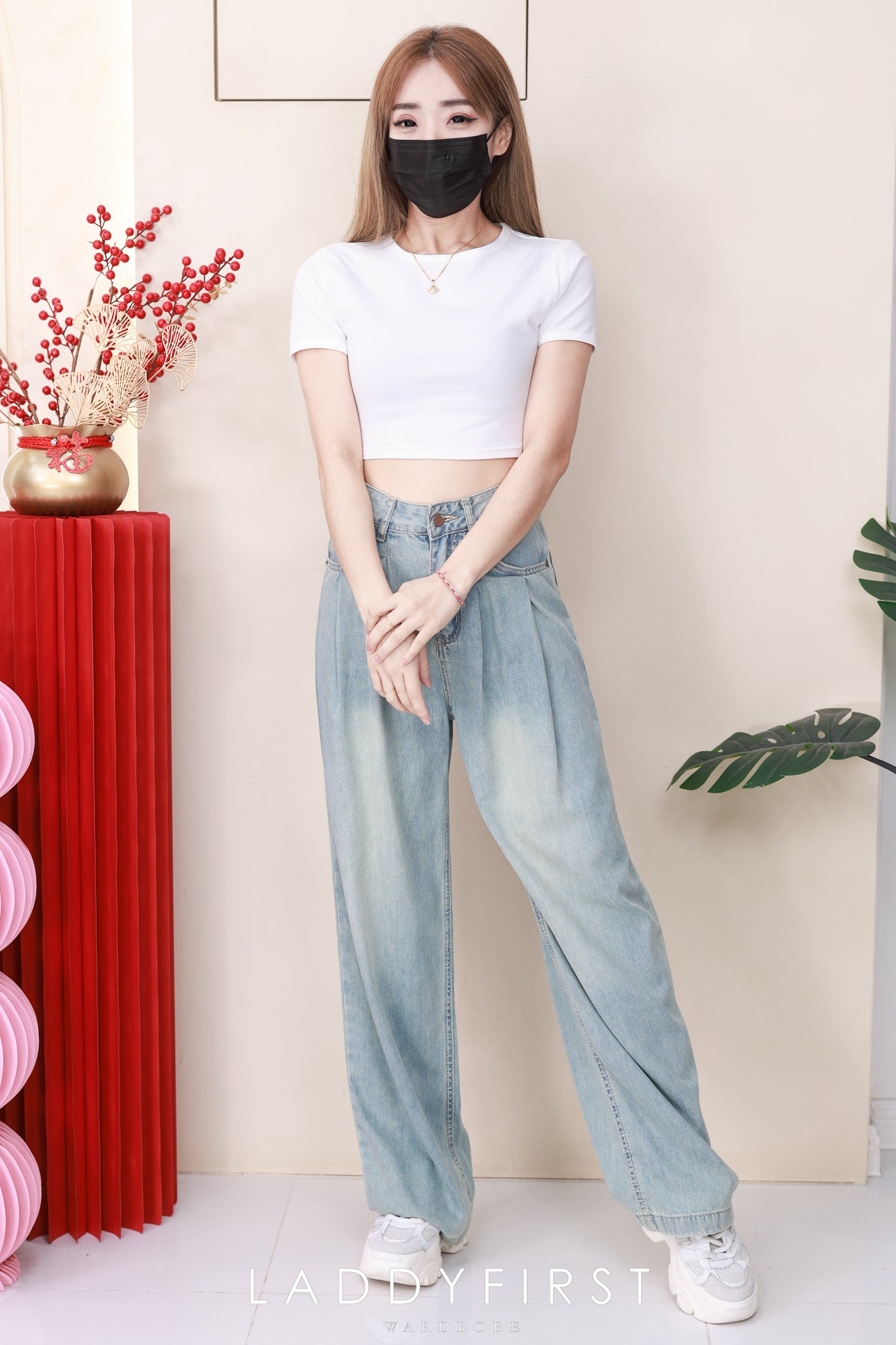 【L3580】高品质气质天丝牛仔直筒阔脚高腰百搭长裤，有口袋 ❤️❤️