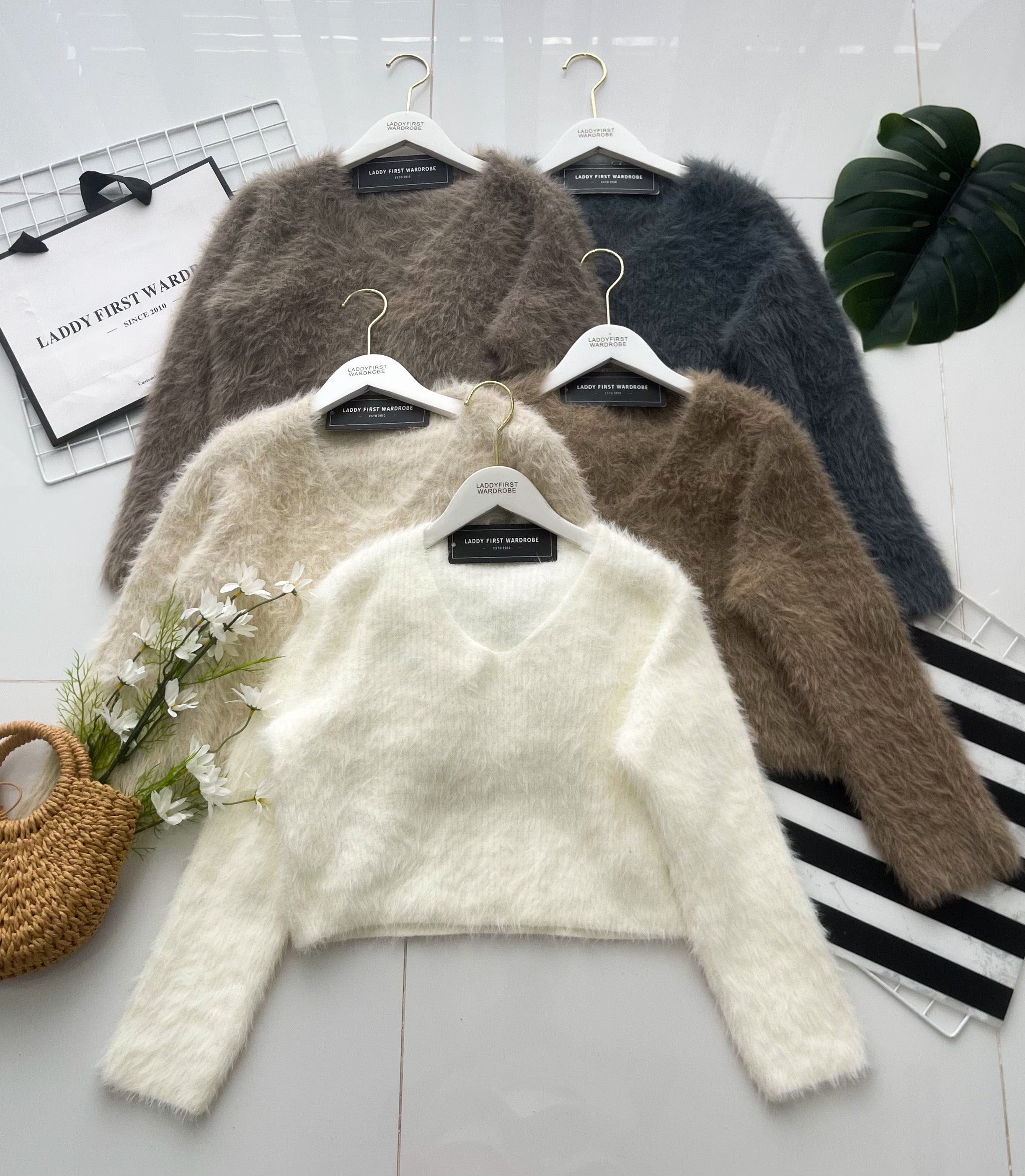 【T7078】高品质韩系气质毛毛柔软长袖百搭上衣 ❤❤