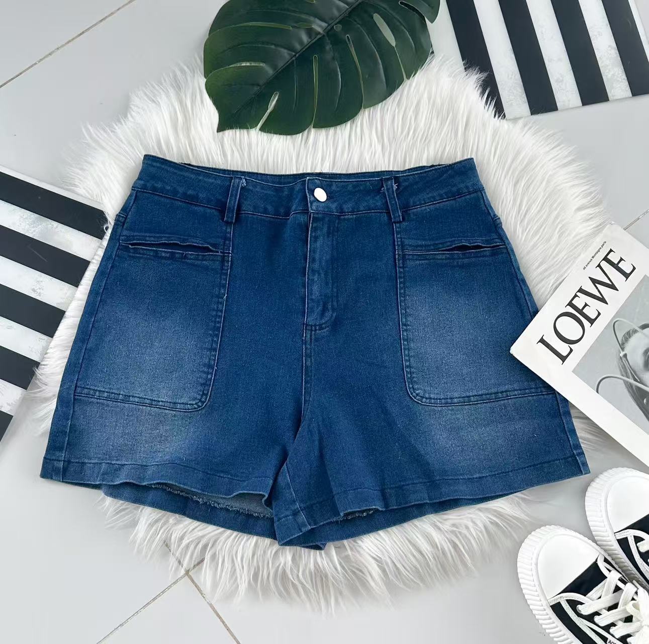 【S5267】高品质COTTON JEANS牛仔弹力高腰百搭短裤，有口袋 ❤️❤️