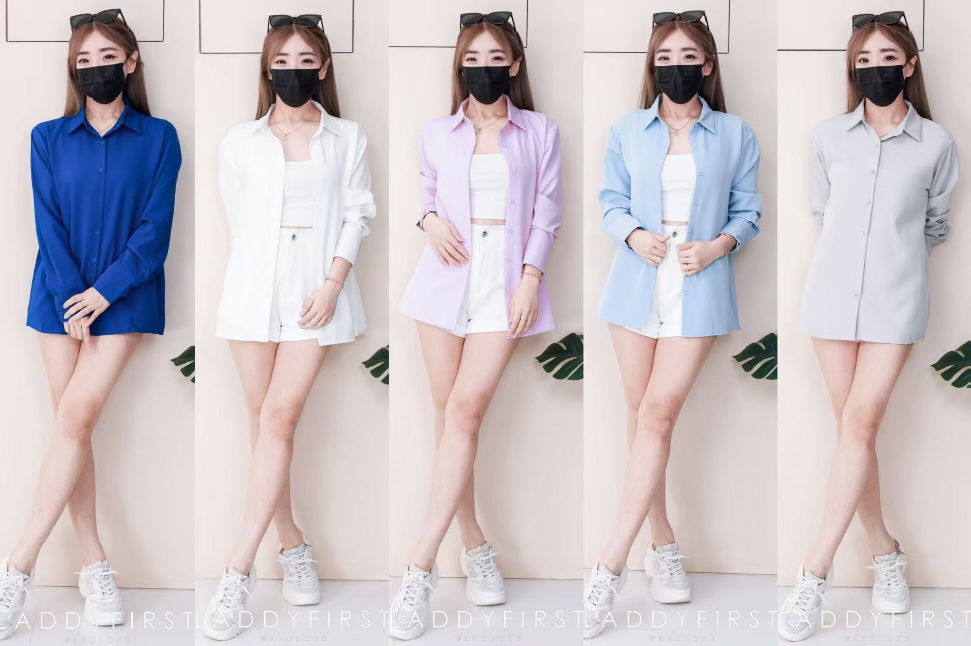 【T80340】＊订单不断＊ 独家爆款高品质韩式宽松版多巴胺色系翻领长袖西装衬衫上衣❤️【A-R1-C5】