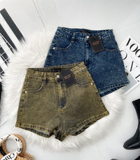 【S3520】LFW独家爆款高品质牛仔COTTON JEANS日常简约休闲百搭牛仔高腰短裤，有口袋 ❤️❤️ 【D-R3-C1】