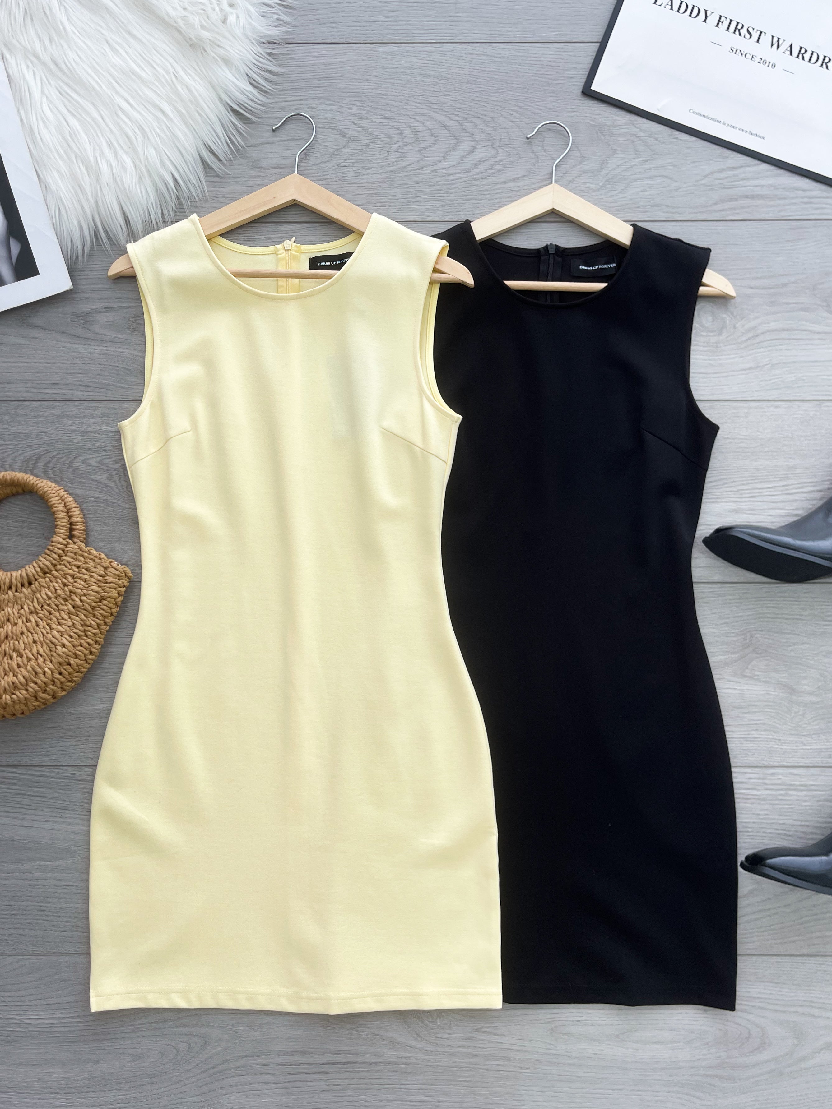 【D17154】高品质极简简约西装无袖连身裙子 ❤❤【A-R2-C4】