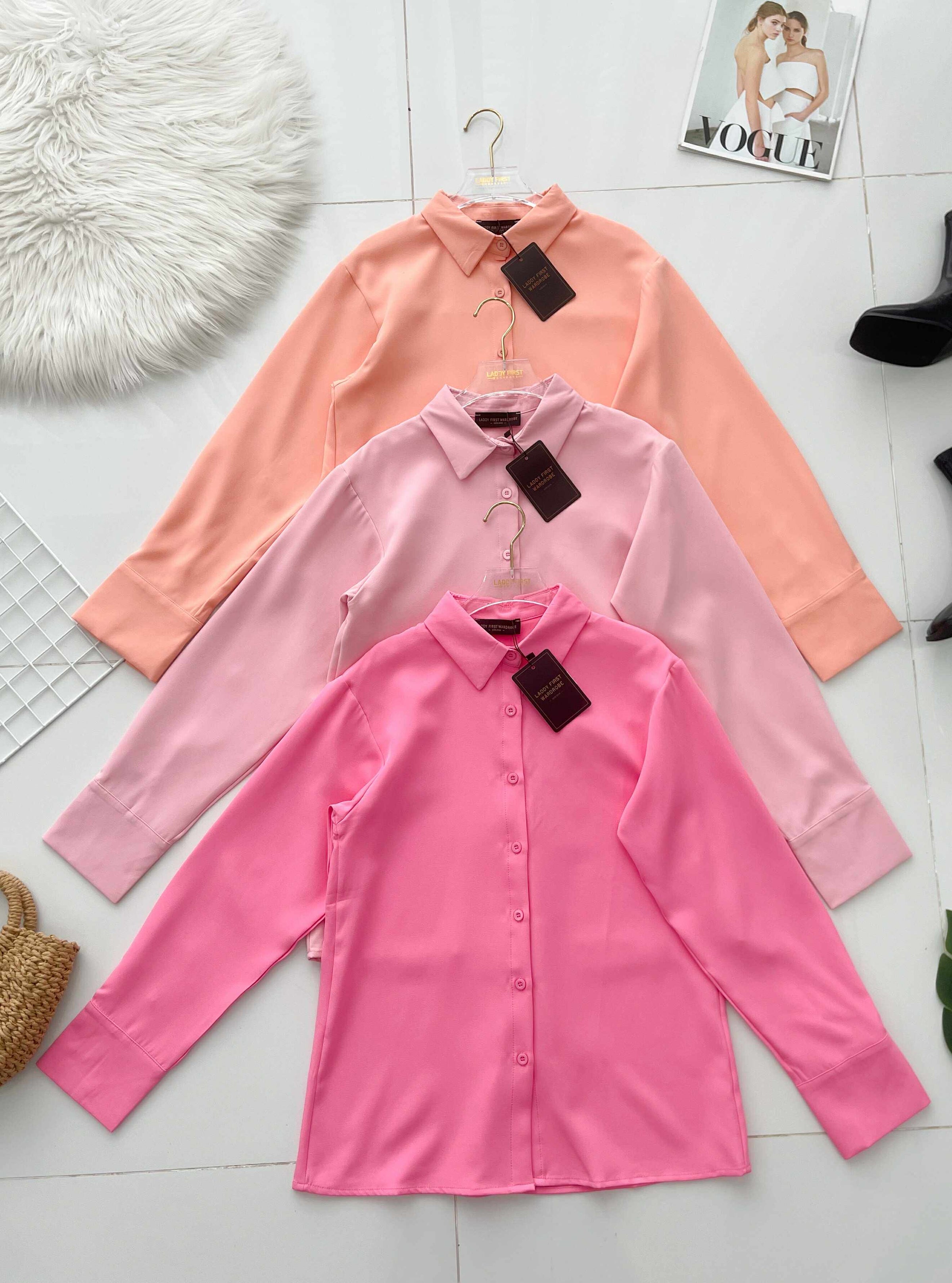 【T80340】＊订单不断＊ 独家爆款高品质韩式宽松版多巴胺色系翻领长袖西装衬衫上衣❤️【A-R1-C5】