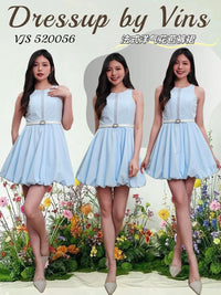 【D520056】高品质高优雅洋气雪纺花苞无袖连身裙子，配送腰带，内层有里布短裤 ❤️❤️【A-R2-C4】