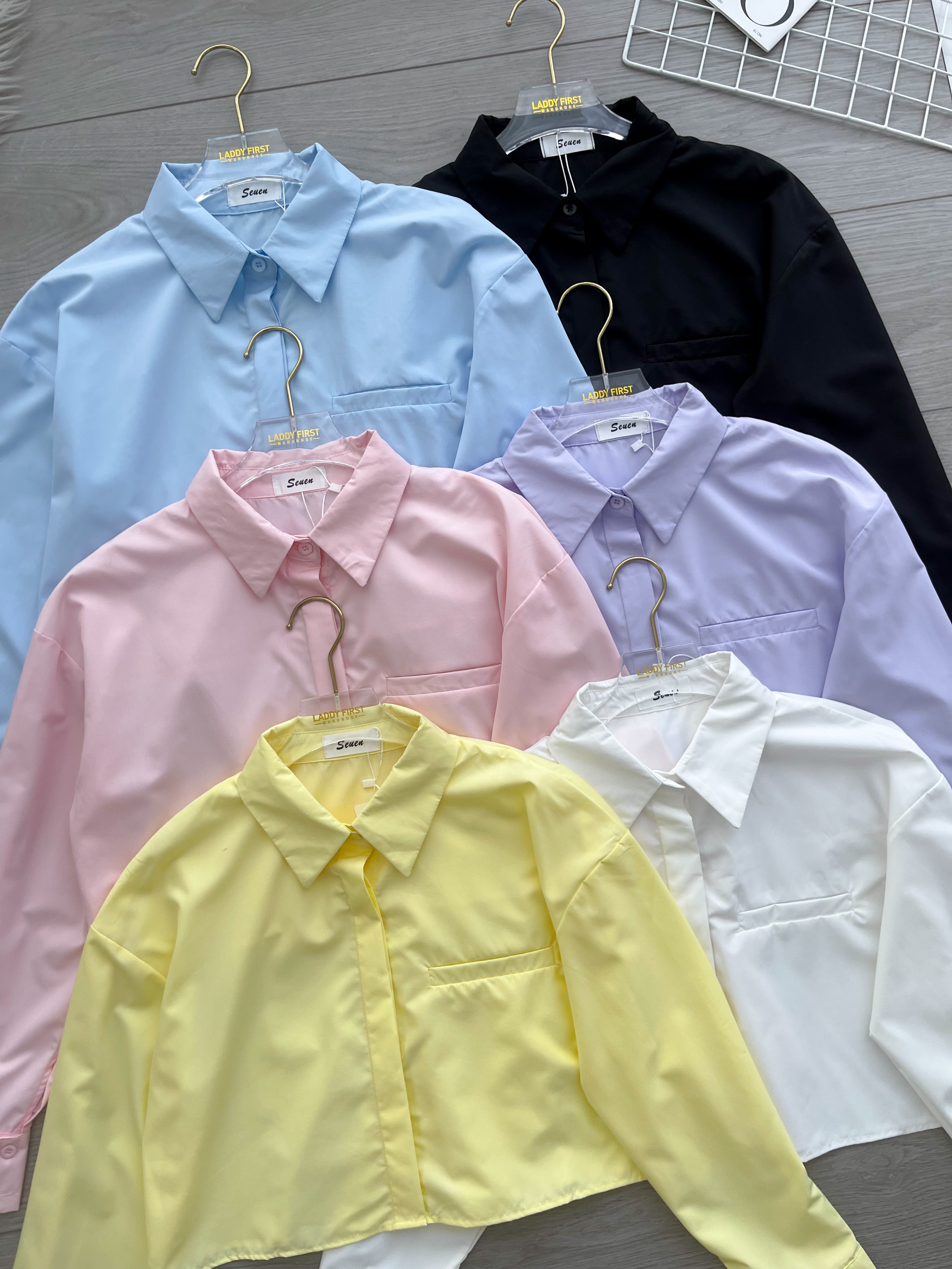 【T82656】【补厂家现货⚡⚡】高品质爆款宽松短版简约衬衫百搭长袖上衣 / 外套 ❤❤