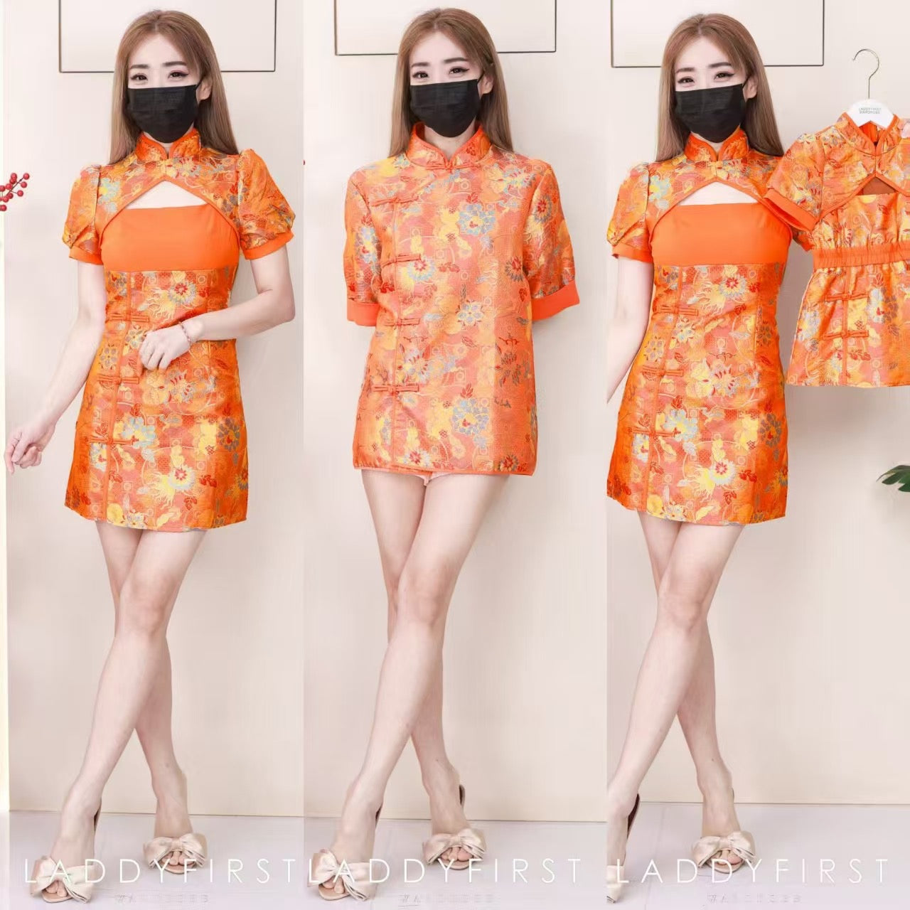 【D1027】高品质【女装】高端贵气国风显腰提花旗袍连身裙子 ❤️❤️【B-R1-C1】