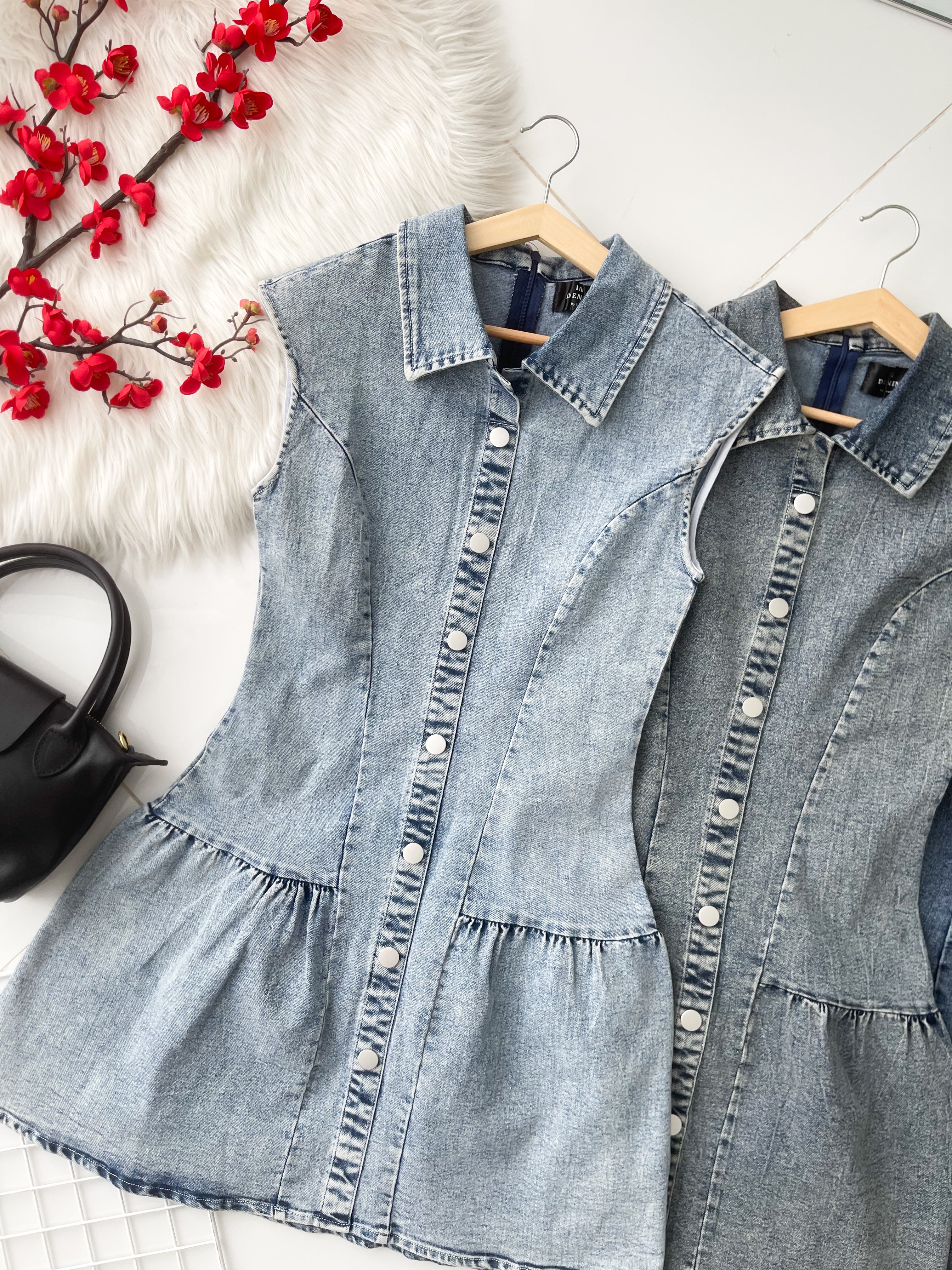 【D6755】高品质欧美时尚宽松版慵懒风牛仔连身裙子 ❤❤【A-R1-C6】