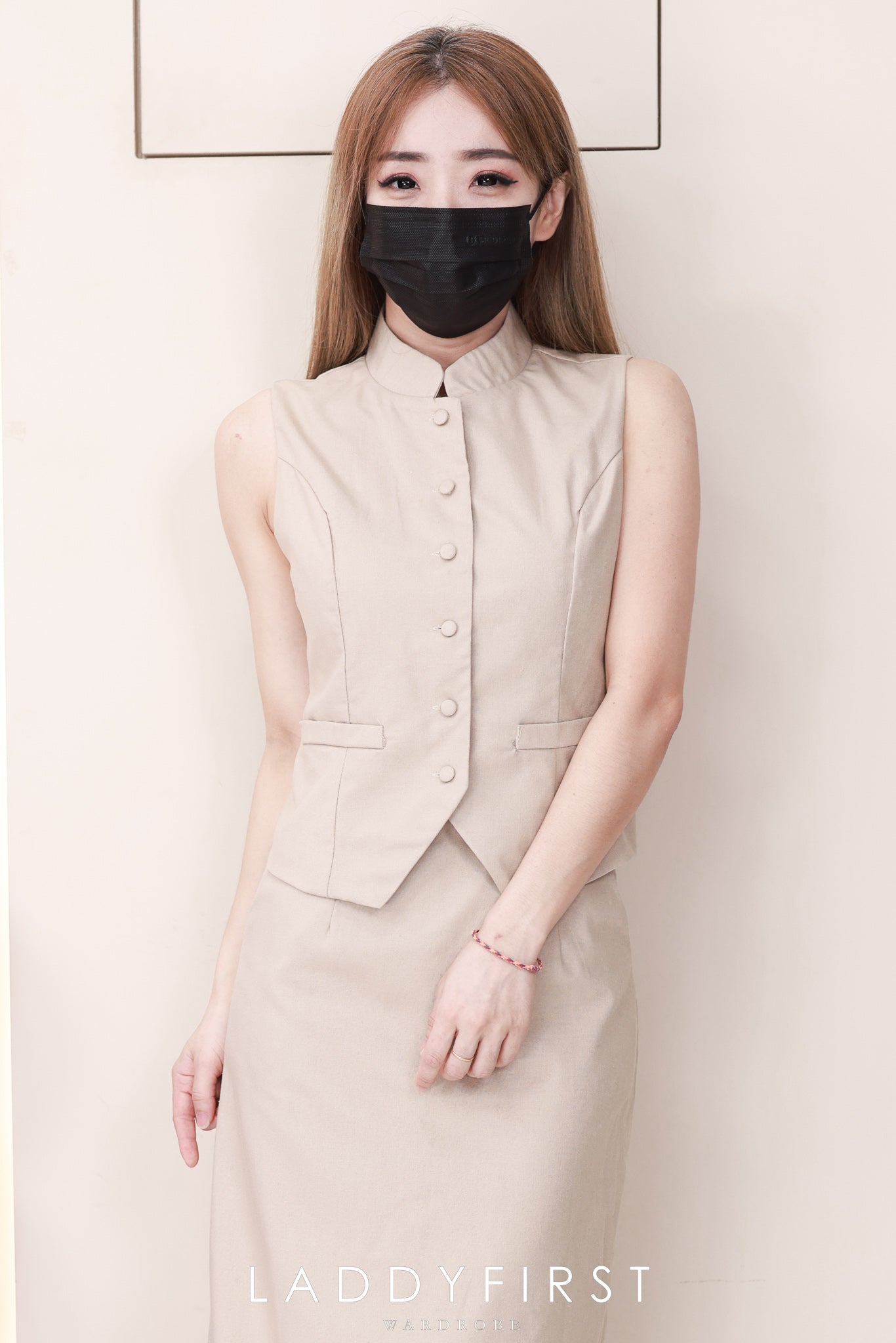 【SS82826】高品质两件式新中式棉麻套装 立领新中式马甲上衣➕棉麻高腰百搭裙子 ❤️❤️