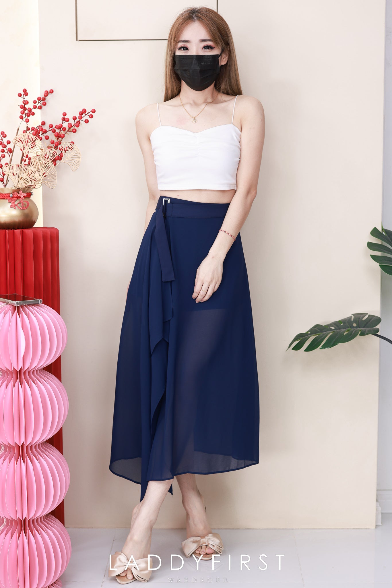 【L50013 / 16054】高品质假两件内层西装短裤拼接雪纺网纱裤裙 ❤️❤️