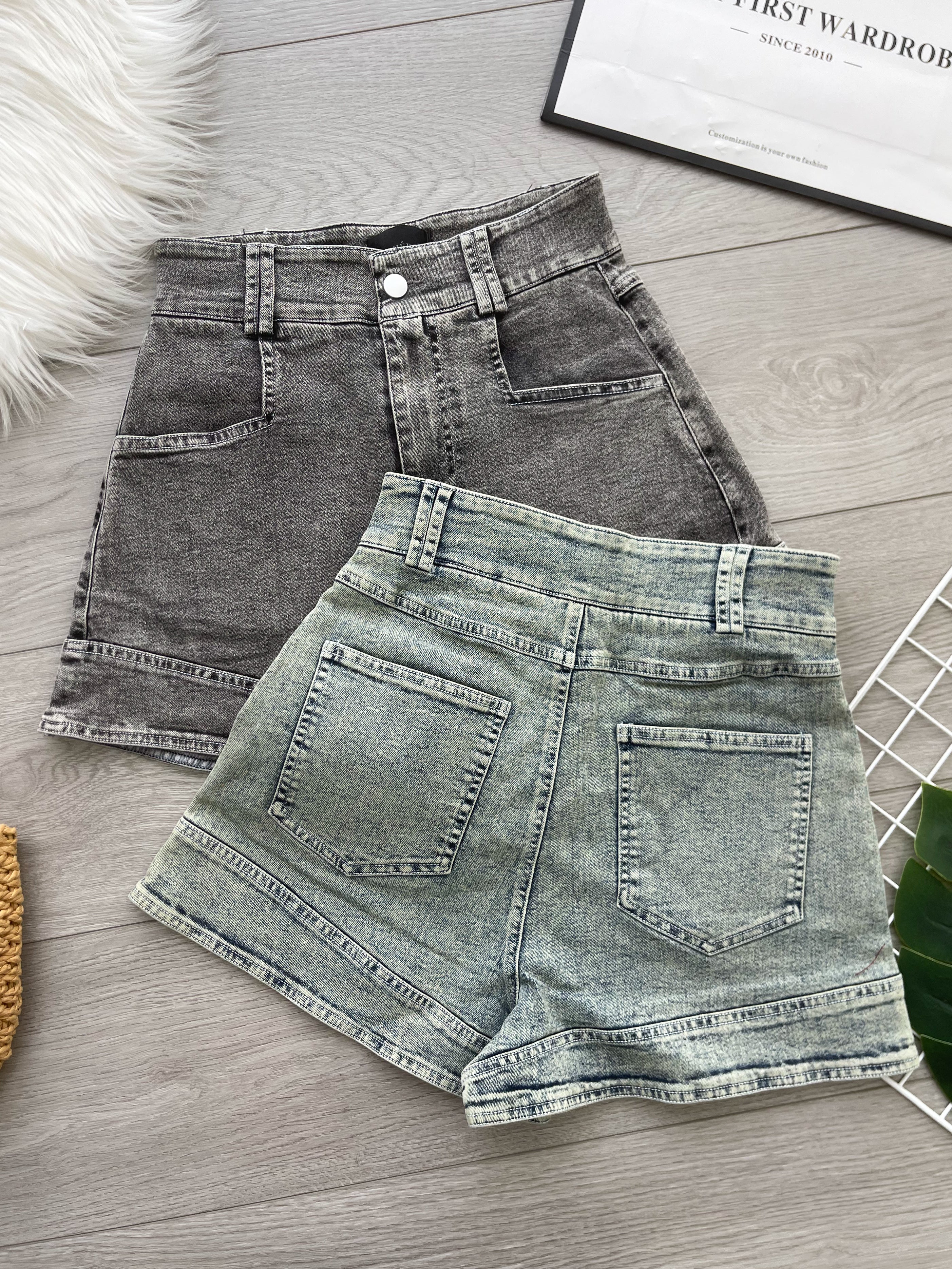 【S2653】高品质强推收腰显瘦雪花牛仔高腰百搭短裤，有口袋 ❤️❤️