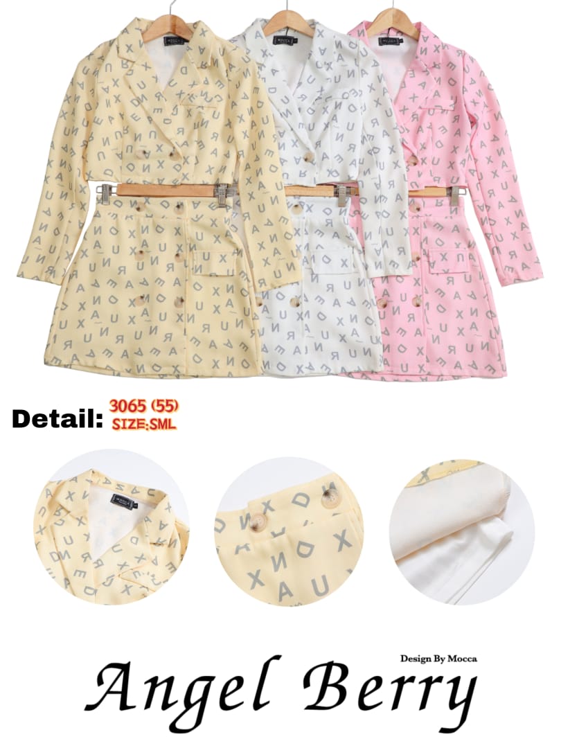 【SS12569】两件式网红高级感西服字母印花套装 长袖短版上衣/外套➕西装高腰裙子，内有里布短裤
