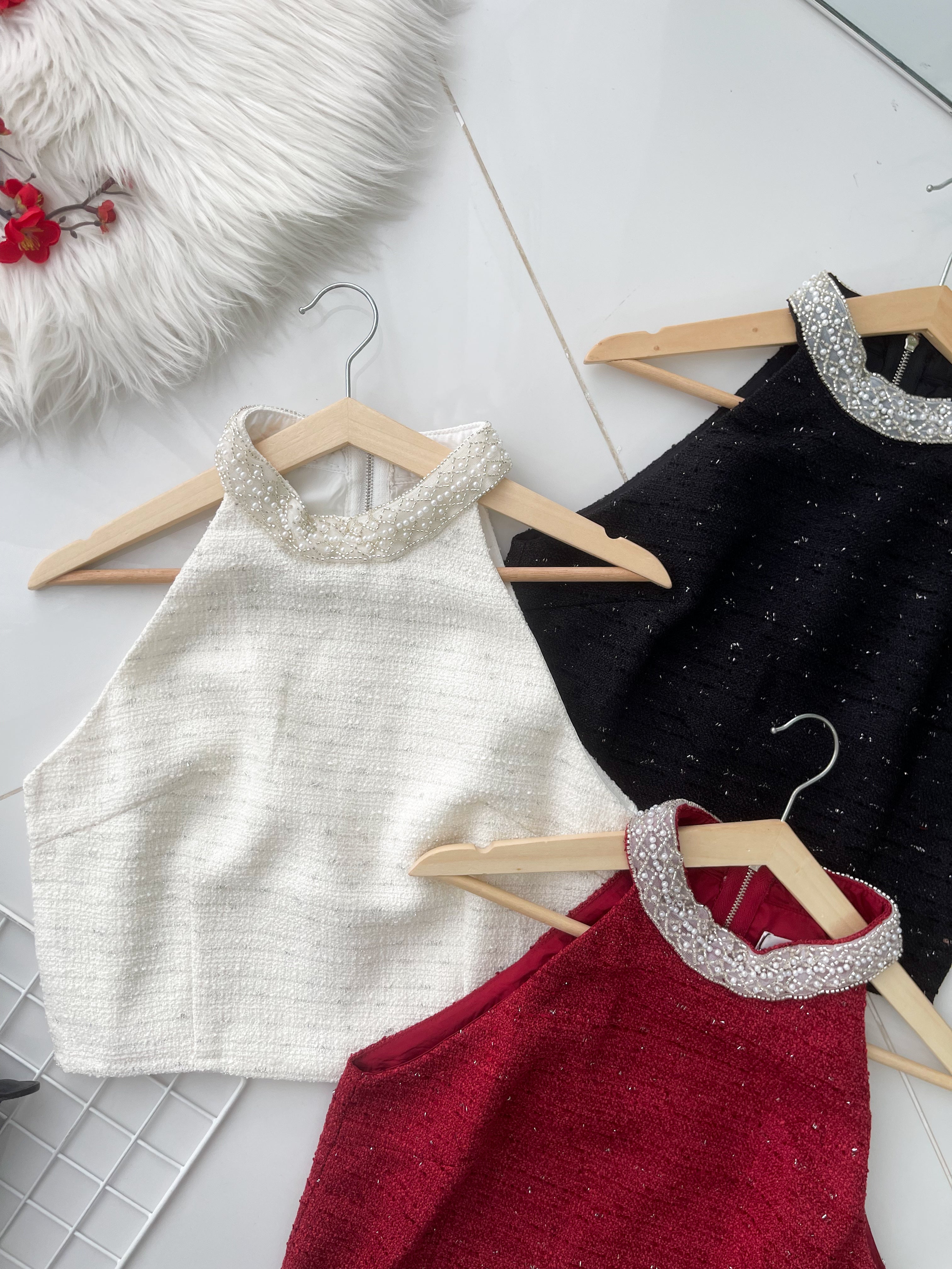 【T2745】高品质精致串珠小香风无袖上衣 ❤❤