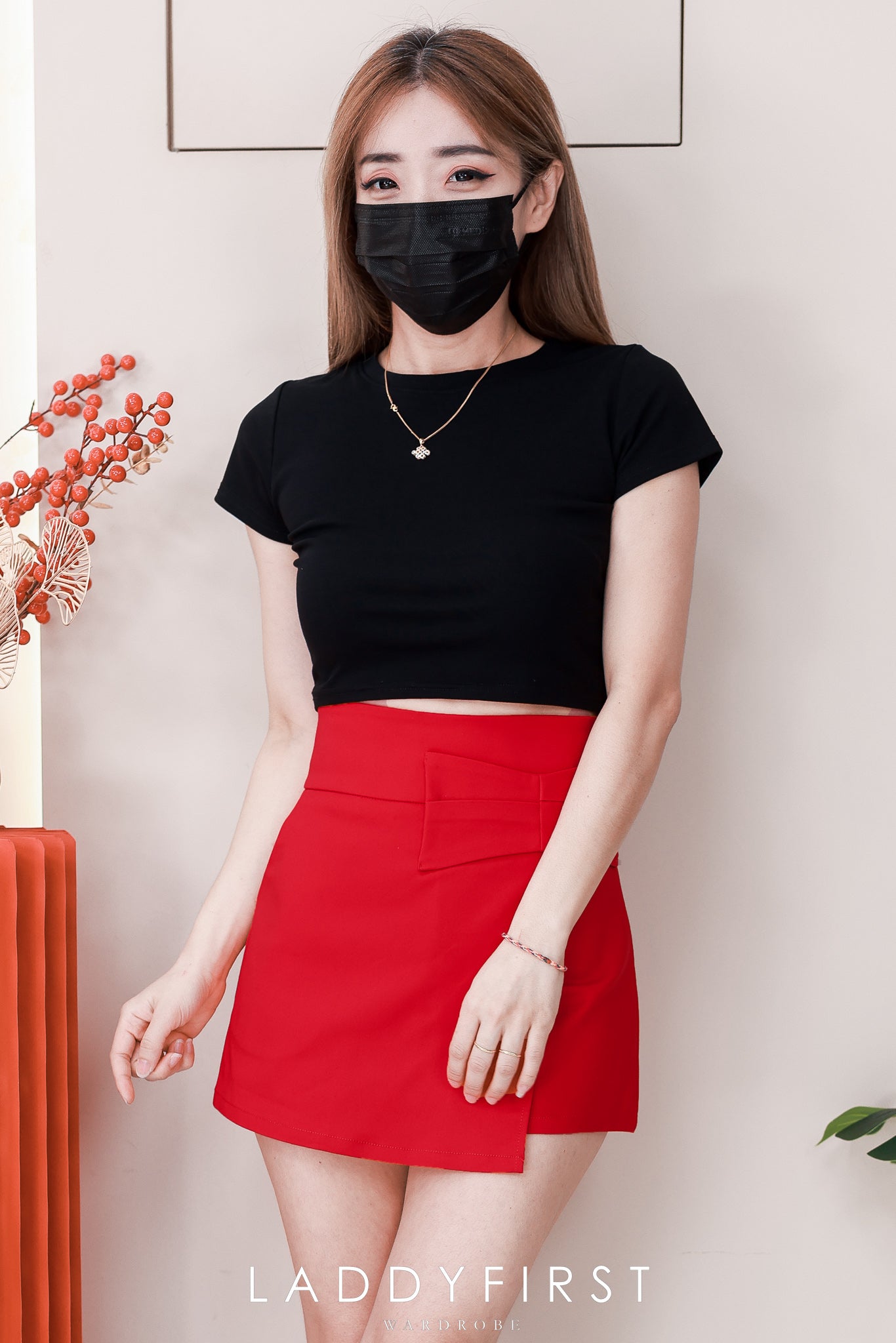 【S2664】高品质简约时尚蝴蝶结设计前裙后裤西装高腰百搭裤裙，有口袋 ❤️❤️