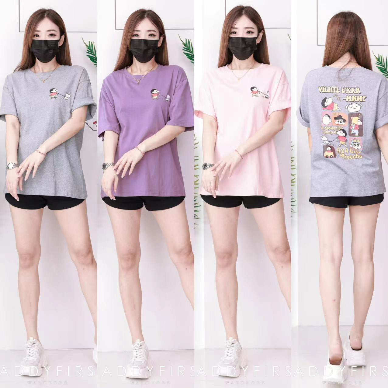 【O6614】高品质蜡笔小新圆领短袖宽松休闲 Oversized 上衣❤❤