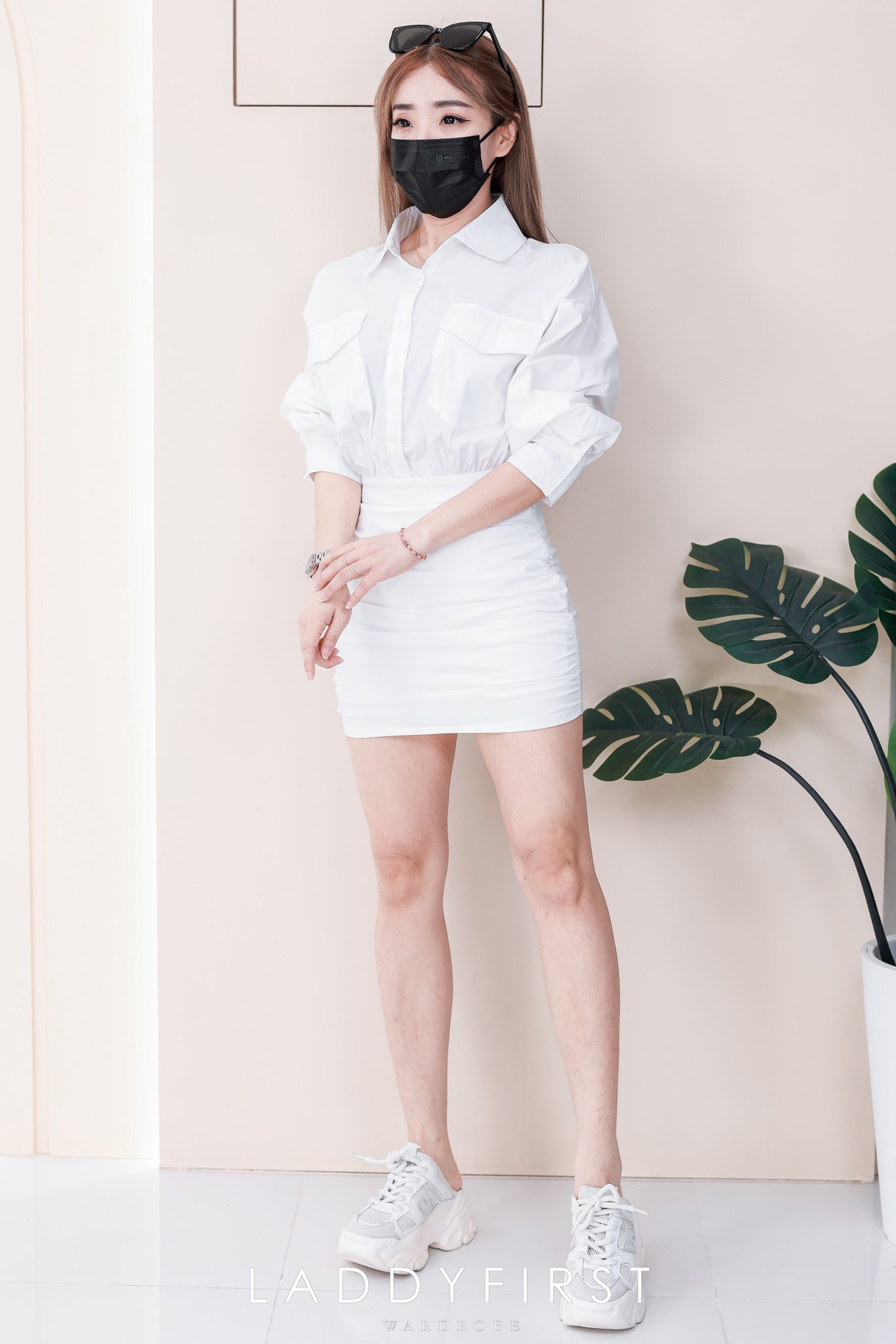 【D3488】🧧 宠粉福利回馈 🧧 【LFW独家小圆饼】高品质法式翻领长袖收腰显示包臀衬衫连身裙子 ❤️❤️