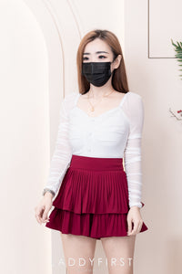 【S68135】【LFW独家小圆饼】【直播间搭配】双层蛋糕百褶荷叶边高腰显瘦西装裙子，内层防走光短裤 ❤️❤️ 【C-R3-C5】