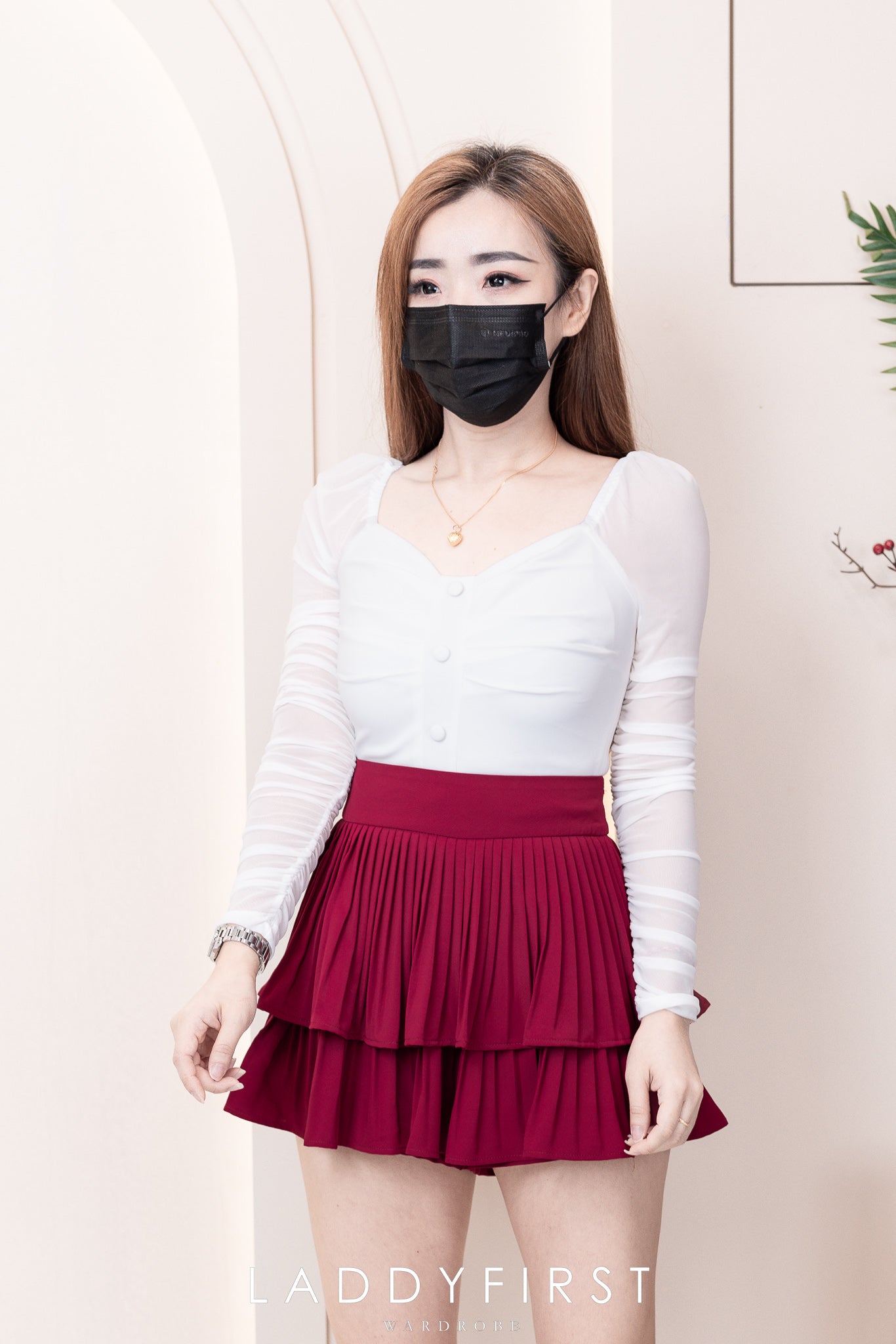 【S68135】【LFW独家小圆饼】【直播间搭配】双层蛋糕百褶荷叶边高腰显瘦西装裙子，内层防走光短裤 ❤️❤️ 【C-R3-C5】