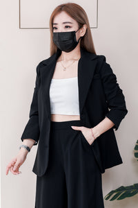 【SS2516】高品质两件式Oversized OL LOOK 气质西装套装 V翻领长袖西装外套➕宽腿阔脚西装高腰百搭长裤，有口袋 ❤️❤️ 【A- R1-C6】