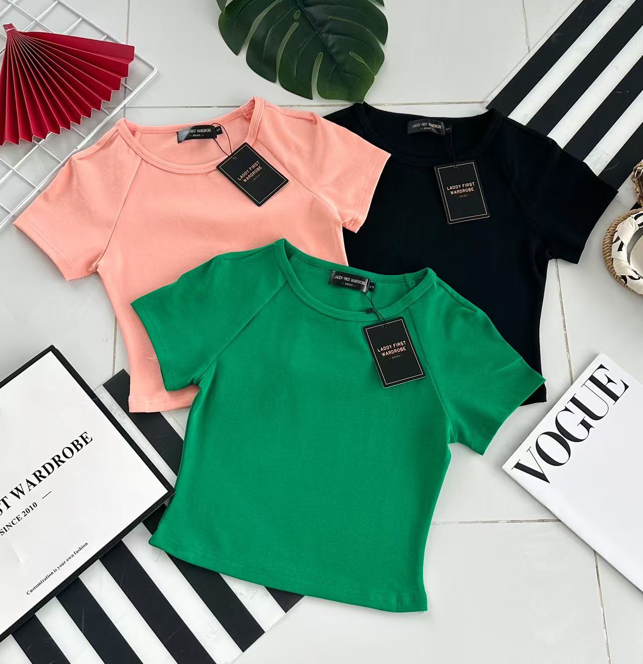 【T3474】LFW独家爆款【80792改良版】高品质纯棉弹力圆领短袖简约日常百搭款上衣 #衣柜必入手百搭款 ❤❤ 【B-R1-C6】