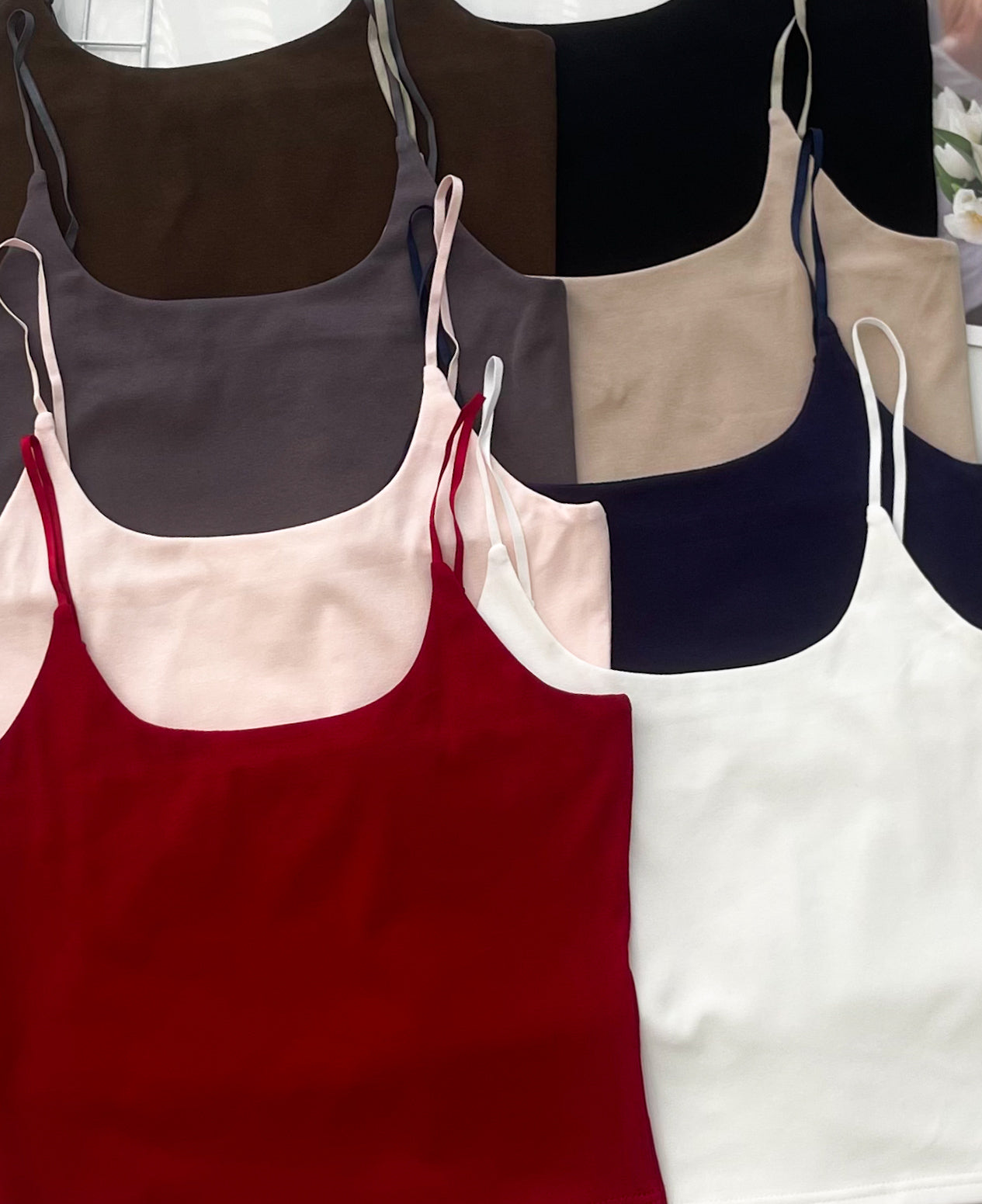 【T14618 / 9192】高品质前双层无痕纯棉弹力自调无袖肩带内搭上衣 ❤️❤️