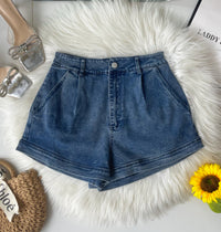 【S83101】高品质不包臀显瘦高腰简约日常COTTON JEANS牛仔百搭短裤，有口袋 ❤️❤️【D-R2-C1】