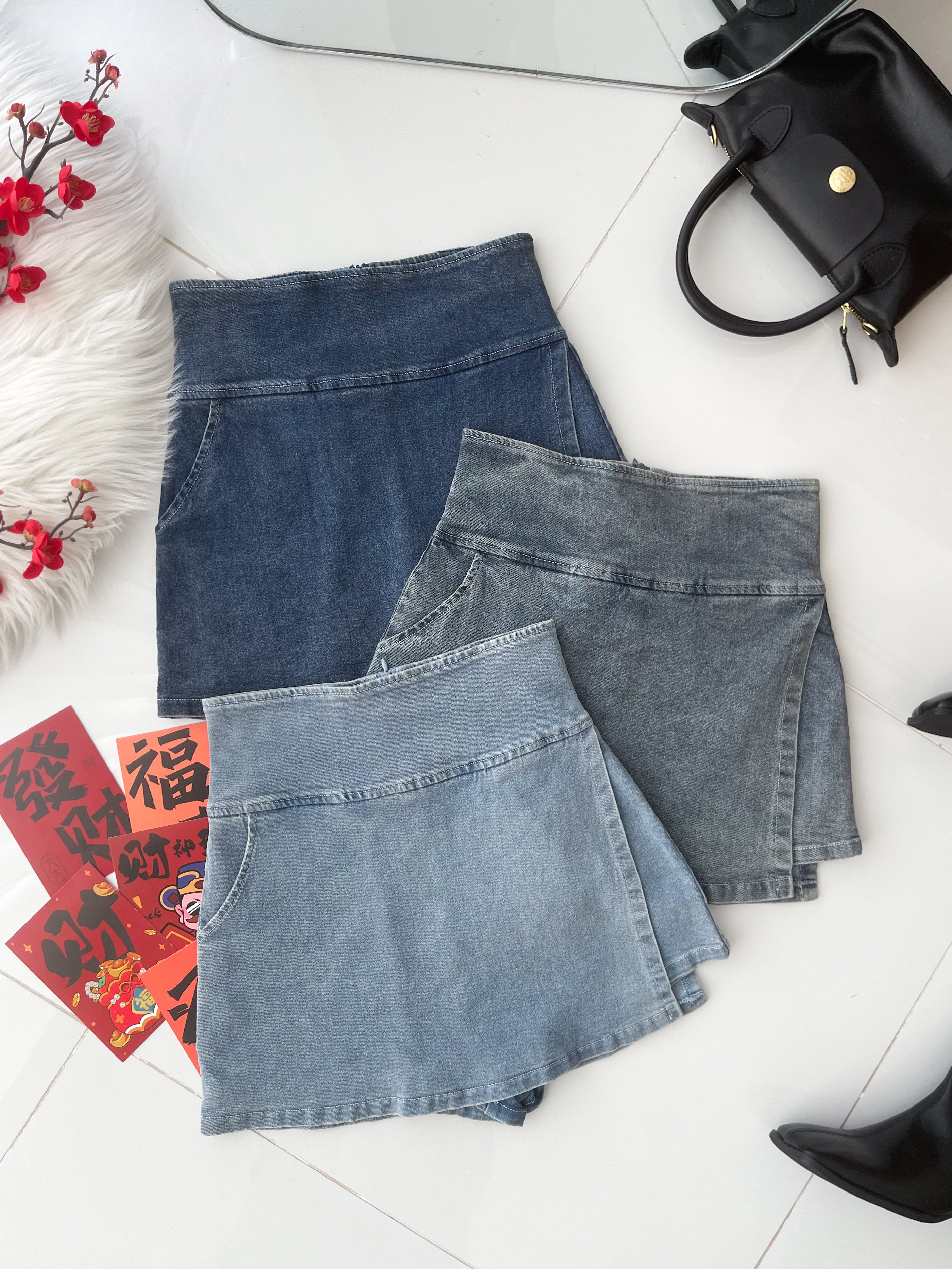 【S2475】高品质简约时尚厚实牛仔高腰百搭裤裙，有口袋 ❤️❤️