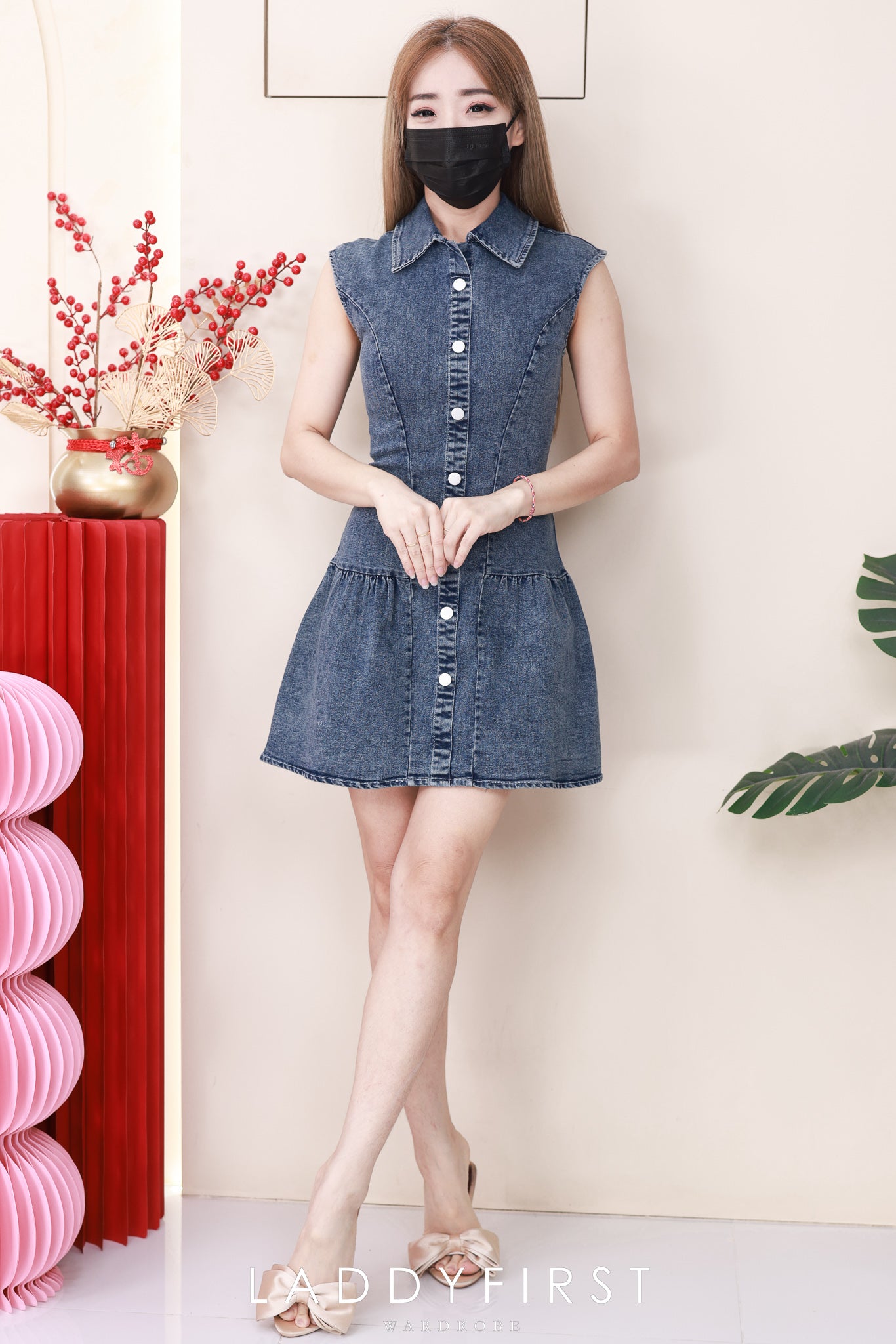 【D6755】高品质欧美时尚宽松版慵懒风牛仔连身裙子 ❤❤【A-R1-C6】