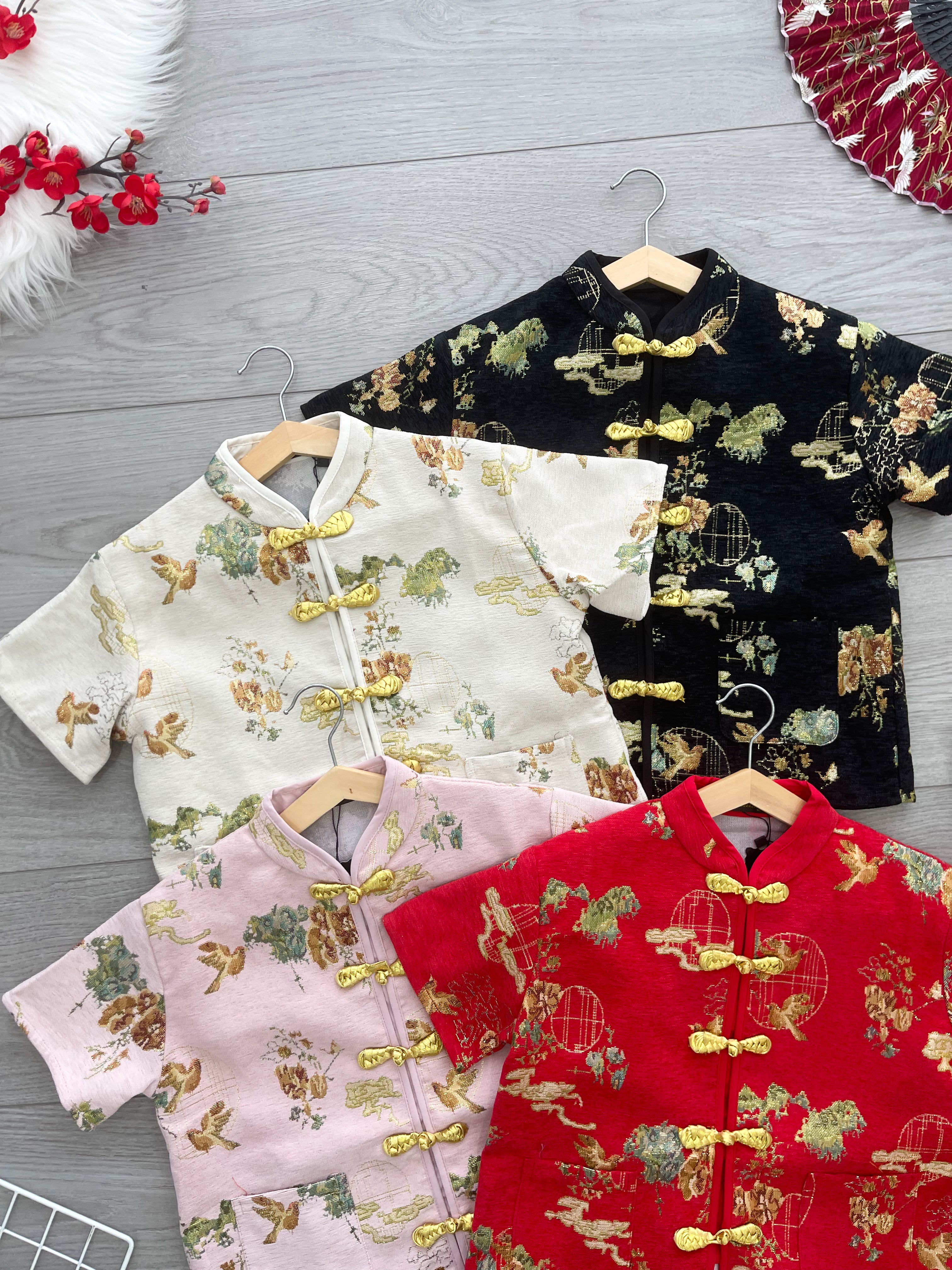 【T23209】高品质【亲子装//男童】可盐可甜雪尼尔提花男童旗袍上衣，有口袋 ❤❤
