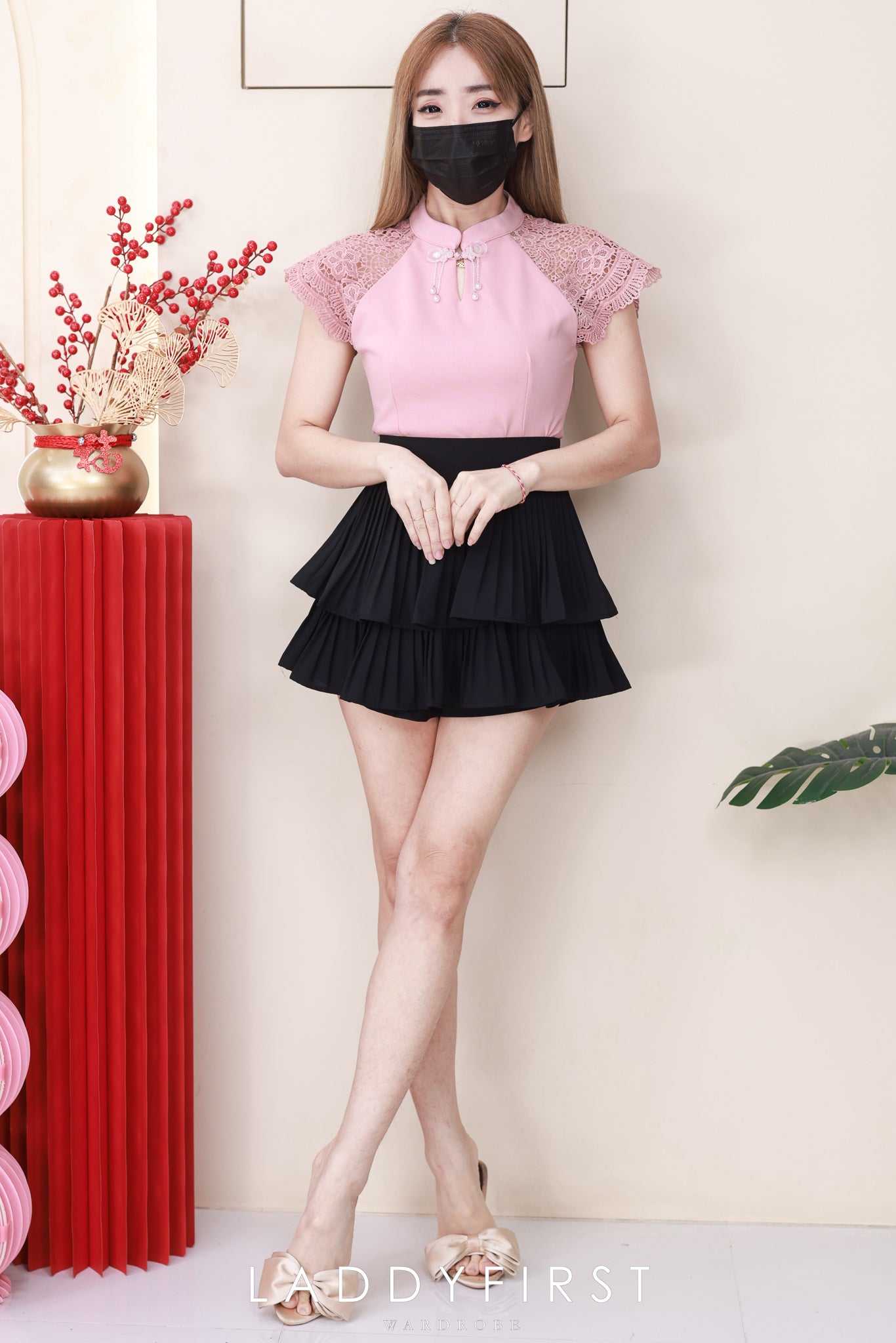 【T6936】高品质罗马拼接水溶蕾丝袖子旗袍上衣 ❤❤